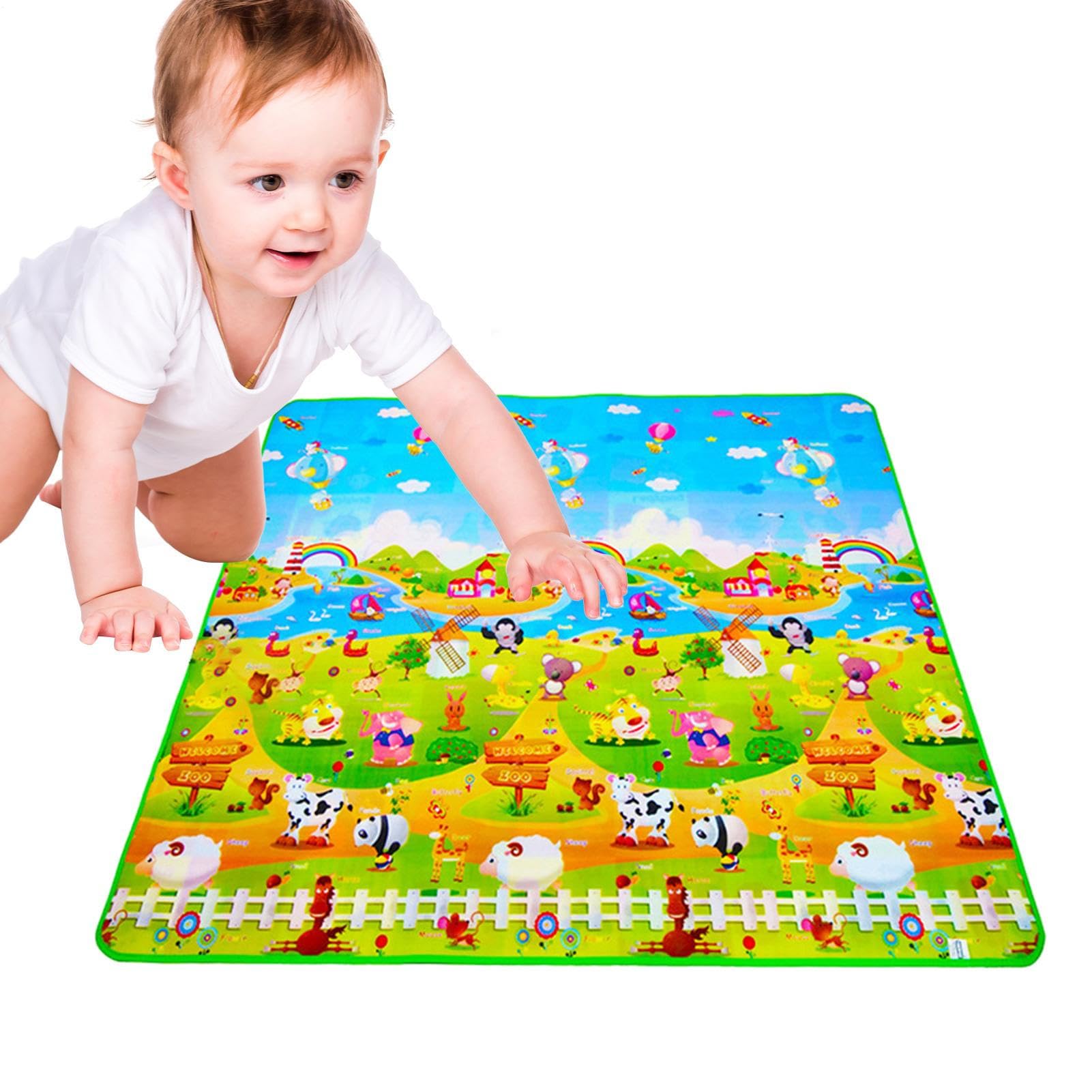 Tappeto Gioco Bambini, 200x180 cm Tappetino da gioco in schiuma, tappeto da gioco morbido per bambini piccoli, grande tappeto imbottito