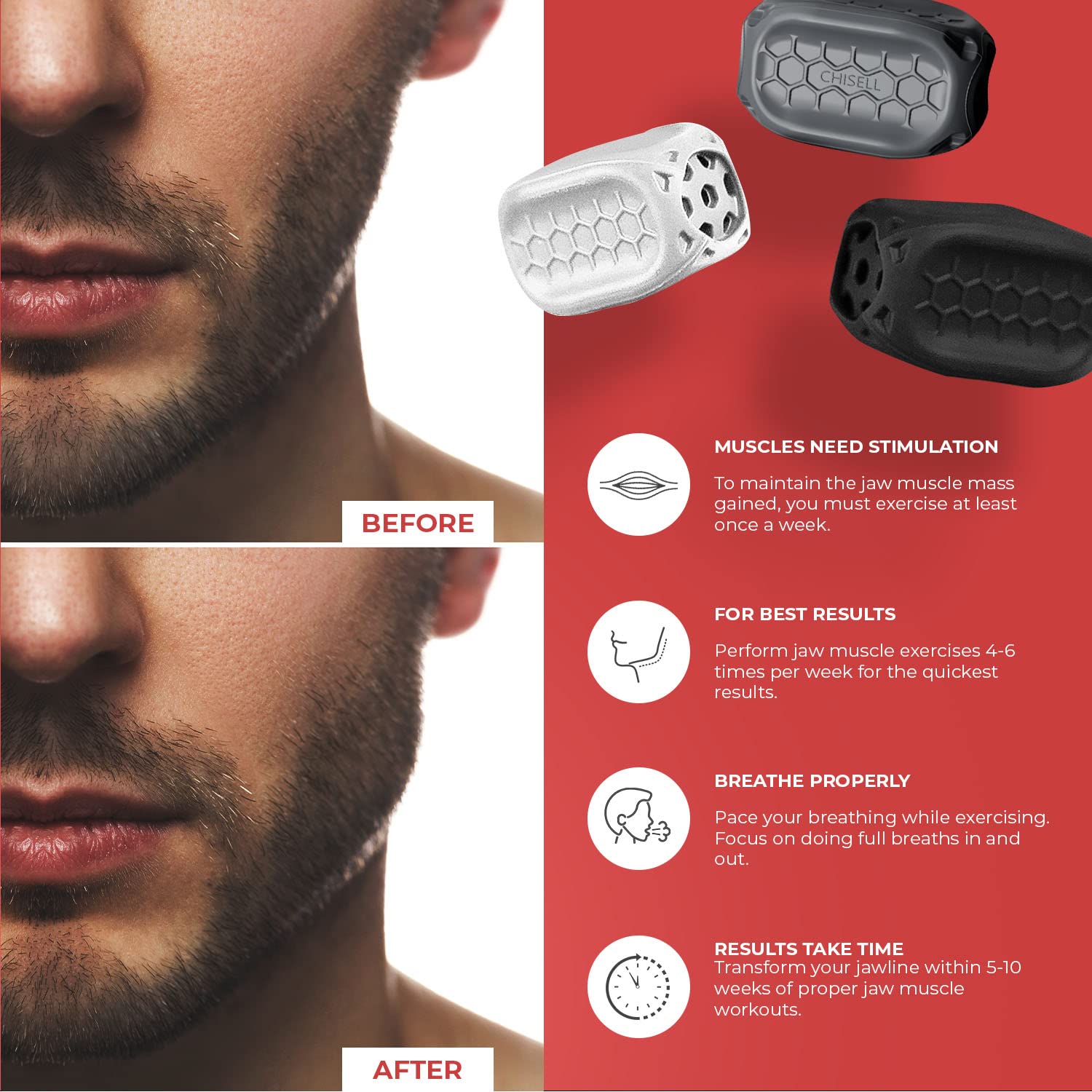 Buy Chisell Original Jaw Exerciser, Bite Block for Light Bite, Jawline