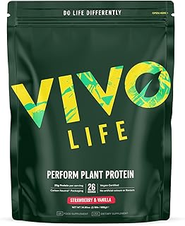 Vivo Life Perform Veganes Proteinpulver - Erdbeere & Vanille, Pflanzlich, 26 Portionen - 936g, Erbsen & Hanf Mischung mit BCAA