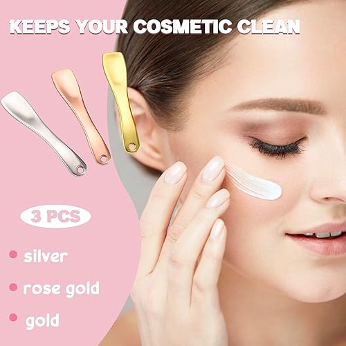 Miniatura 3 de Espátula de maquillaje de metal, espátula para cuidado de la piel, cuchara cosmética para cremas, lociones, máscaras, espátula de maquillaje en