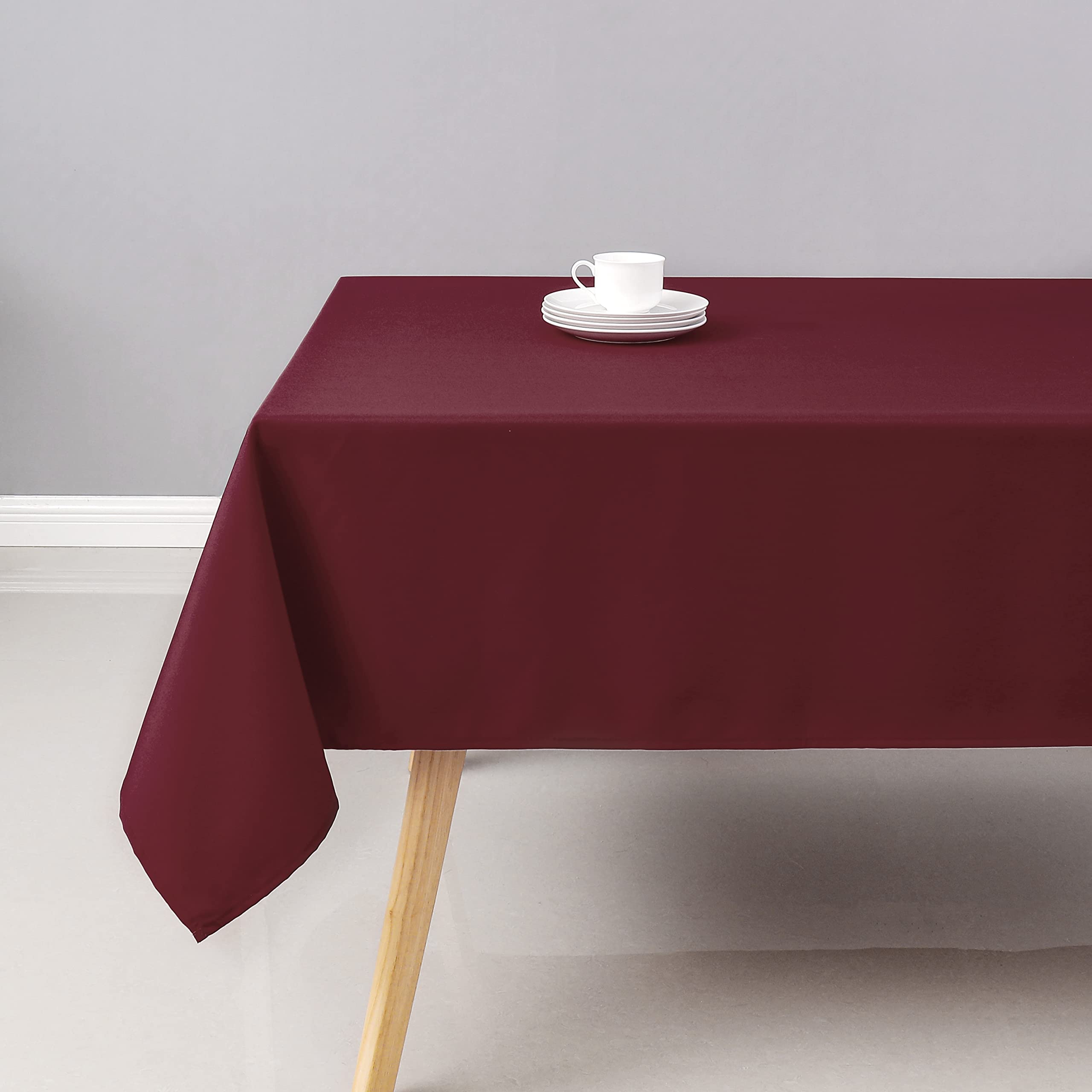 Wewoch Mantel Rectangular de Tela Lavable Resistente a Las Arrugas para Comedor, Cocina, Fiestas, Bodas y Uso al Aire Libre, 152 x 213 cm, Color borgoña