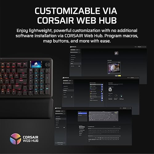Miniatura 11 de Corsair Teclado mecánico para juegos Vanguard 96 con cable, 96% de diseño, interruptores táctiles MLX Fusion, sondeo de 8000Hz, pantalla LCD,