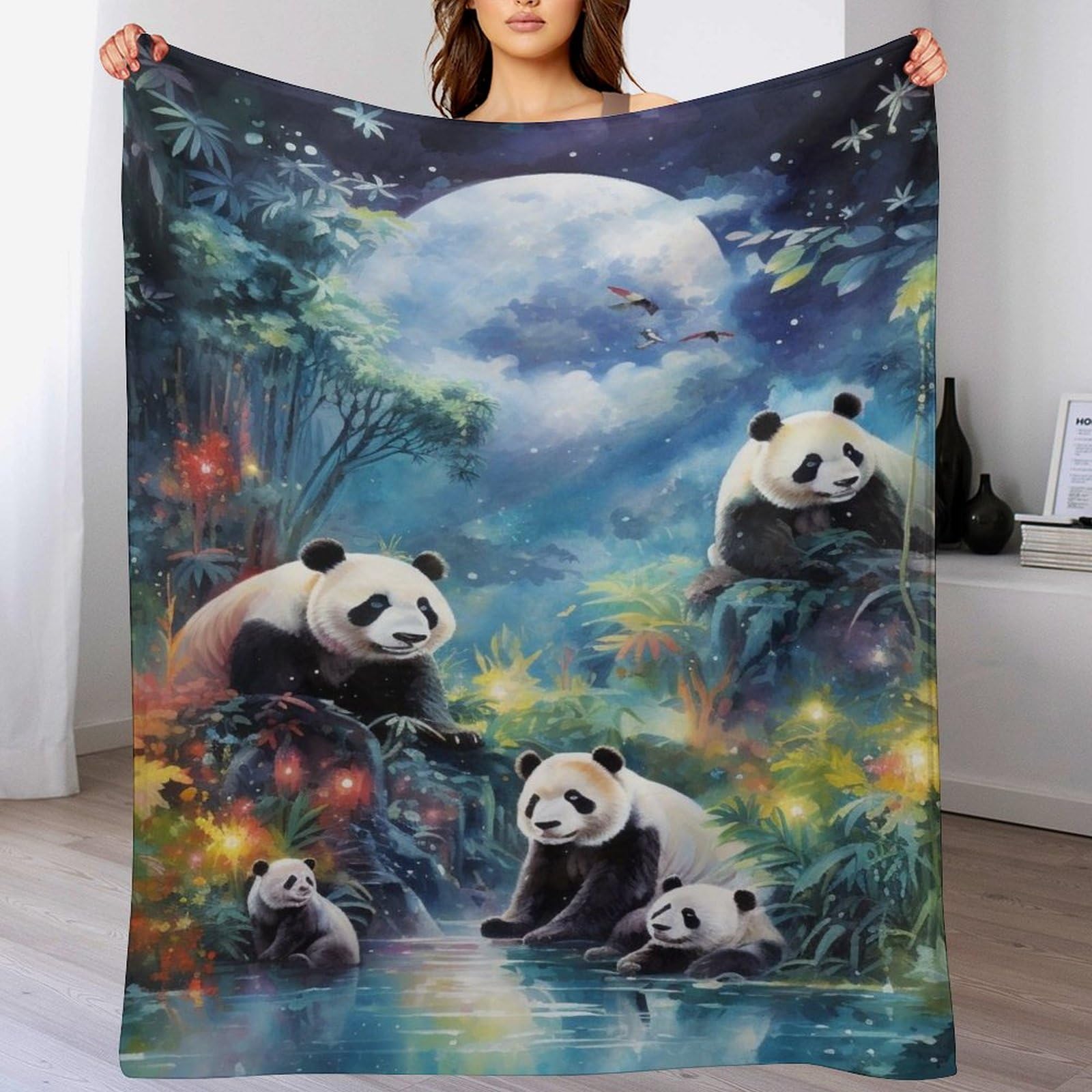 Couverture Panda flannel couverture de canapé housse de chaise plaid chaud 180x200