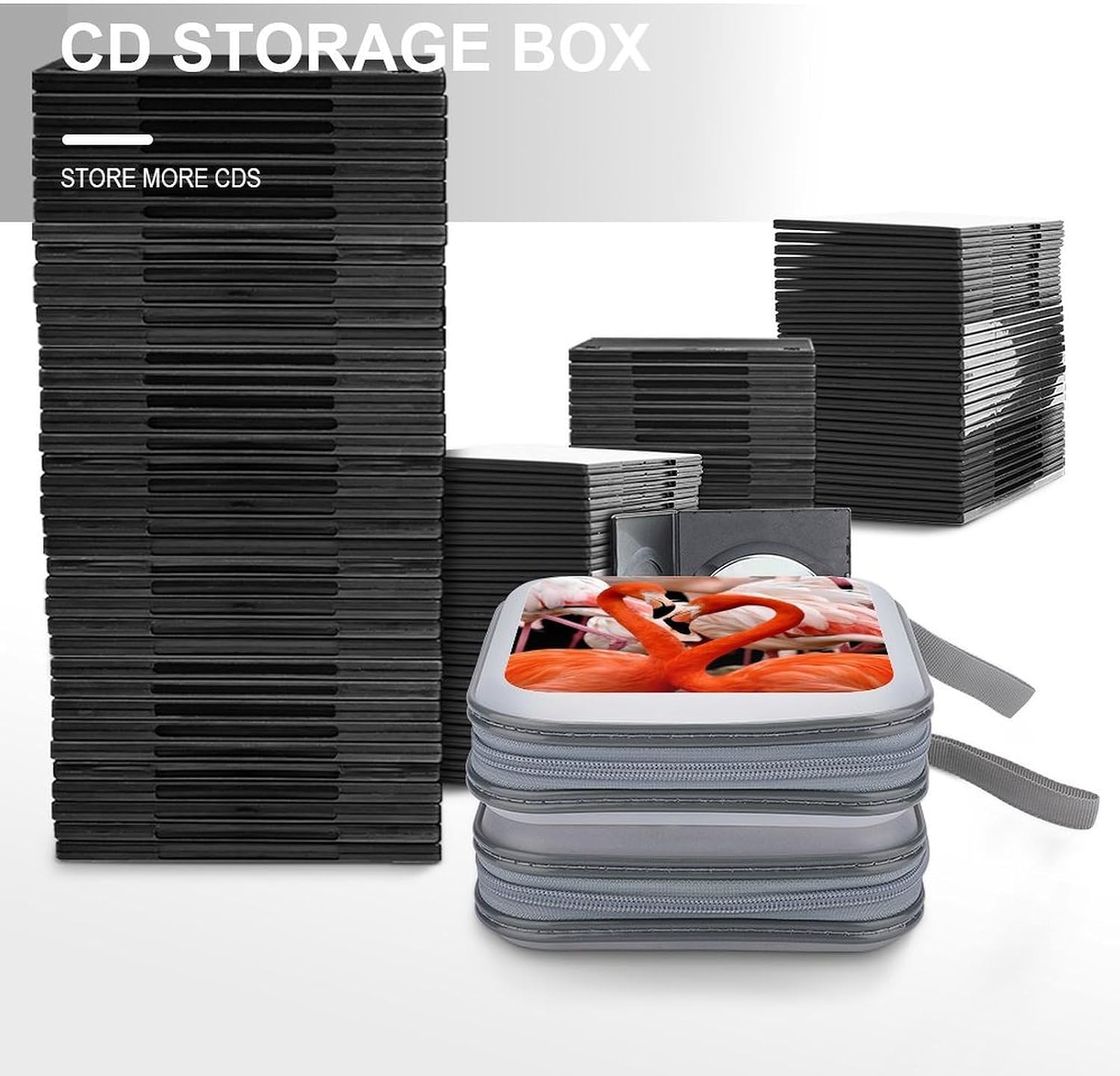 Flamingos Bird Protective CD Case Storage Rack 40 Capacity DVD Holder Organizer Car Travel