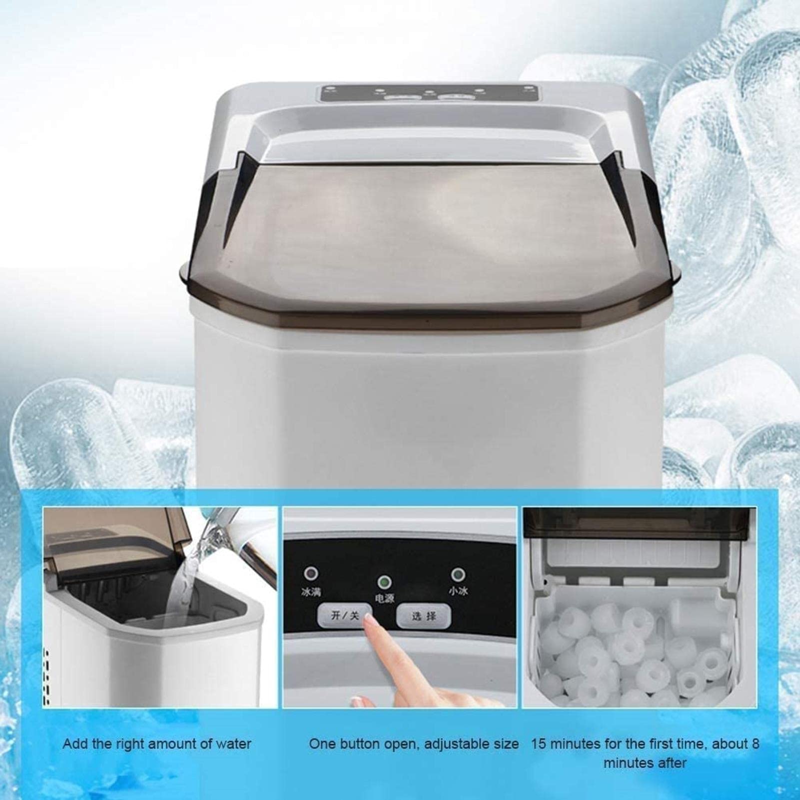 Countertop Water Dispenser Kitchen Portable Ice Machine 15kg/24 H With Basket & Ice Scoop Quick Ice Making on Fridge.com - View 3