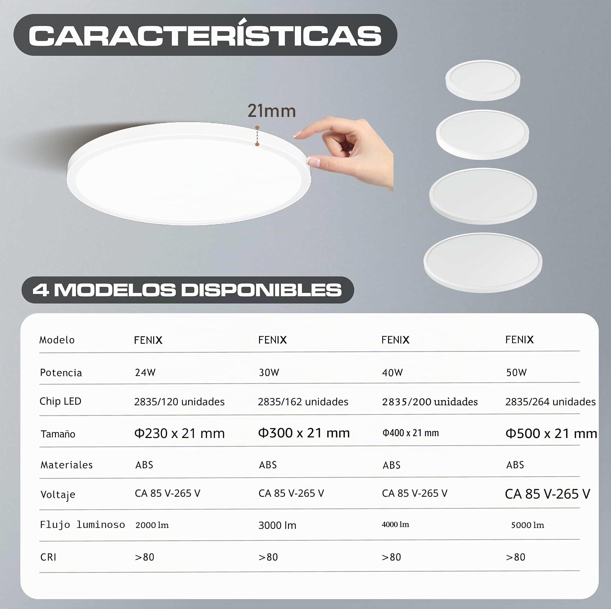 CLAR - Lámparas De Techo Salón, Plafón LED Techo 23 cm, Plafón Salón, Plafones Para Techo Led, Plafón Led Techo Cocina, Blanco Neutro 4000ºK, 24W (Pack 5)