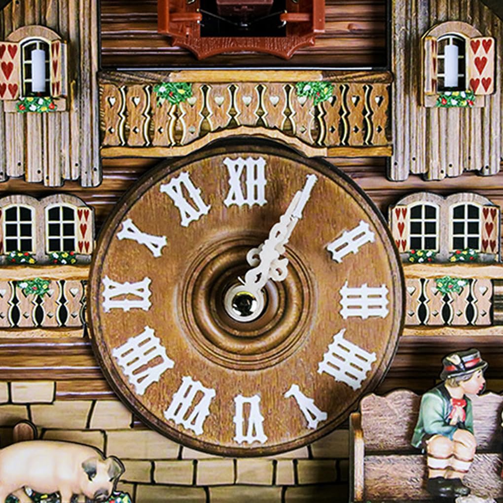 Reloj de cuco decorativo y delicado de madera que añade encanto al hogar, reloj tradicional de chalet de bosque negro preciso y preciso CL303