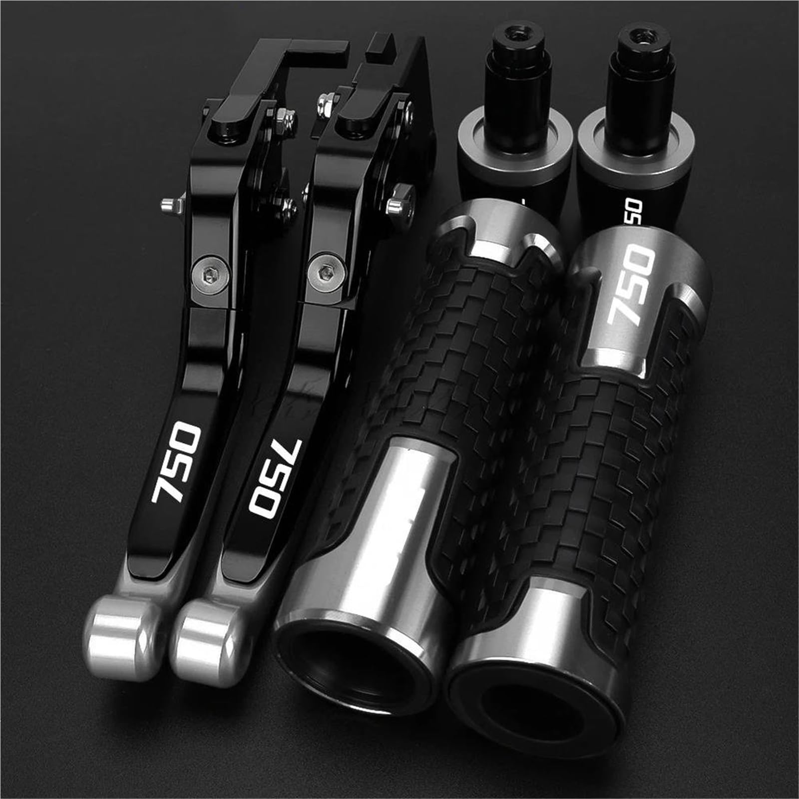 TGVSELPJ Motorcycle Part Motorcycle Brake Adjustable Clutch Levers Handbrake Hand Grips Folding Bar End Caps for Suzuki GSXR750 GSX-R750 2004-2005(Black3)