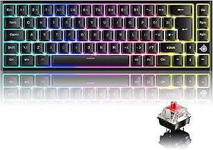LexonElec Wired 60% Mechanical Gaming Keyboard, RGB Chroma Backlit Compact Mini Mechanical Keyboard, Red Switches 68-Key Full Key Anti-Ghosting, for PC, MAC, PS4 Gamers and Office Typists (Black)