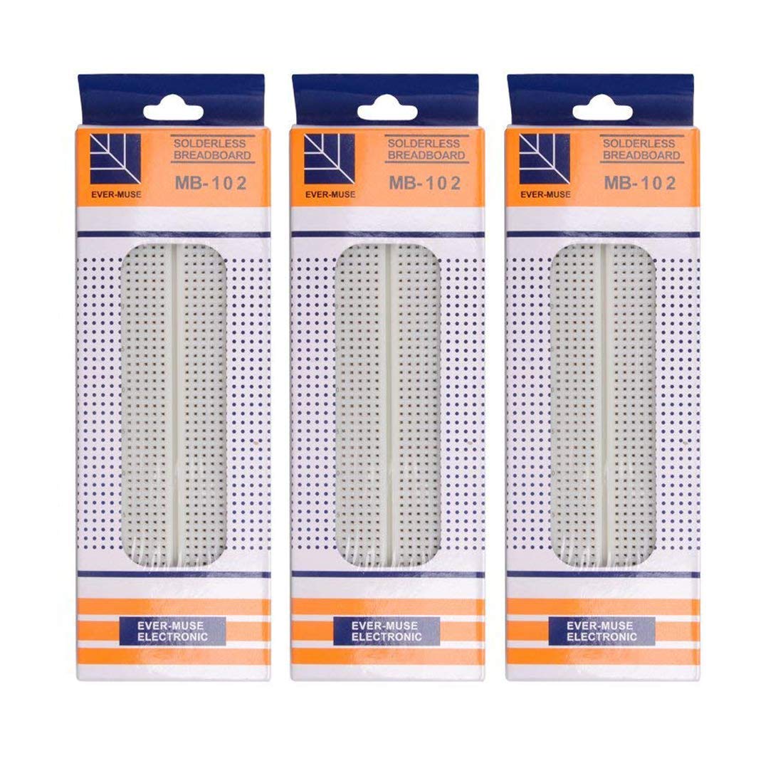 HiLetgo 3pcs MB-102 Breadboard 830 Point Solderless Prototype PCB Board DIY Kit for Arduino Proto Shield Distribution Connecting Blocks