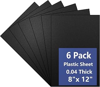 Polvtor 6 Pack Black PP Plastic Sheets 8x12x0.04in - Flexible, Durable 1mm Panels for DIY Crafts, Handicrafts & Home Decor