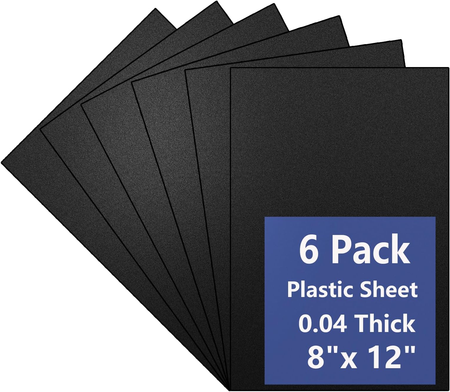 6 Pack Black Plastic Sheets, 8x12x0.04 In, High Strength Flexible Plastic Sheets for DIY, Art, Decor & Industrial Use