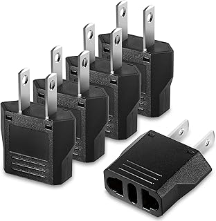 5 Pack European to US/CA Plug Adapter,Europe Outlet Travel Adapters Universal Power Jack Wall Plug Travel from Europe/Asia to USA/Canada…(Black 5 Pack)