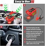 Jumper Cables Adapter for Milwaukee 18V M18 Battery - Car Starter for Up to 3.5L Gas or 6.5L Diesel Engines, 12V Portable Automotive Booster Cable (Battery Not Included)