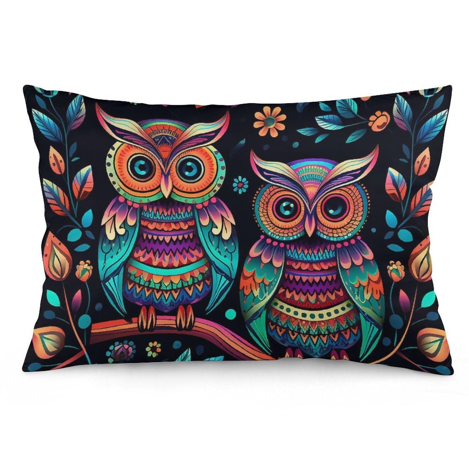 NTVOWPZO 2 Pack Decoration Throw Pillow Covers 20"x30" Pillowcases Covers Colorful Owl Pictures Pillowcases Modern Farmhouse Home Decor Sofa Cushions Covers for Couch Bed Living Room