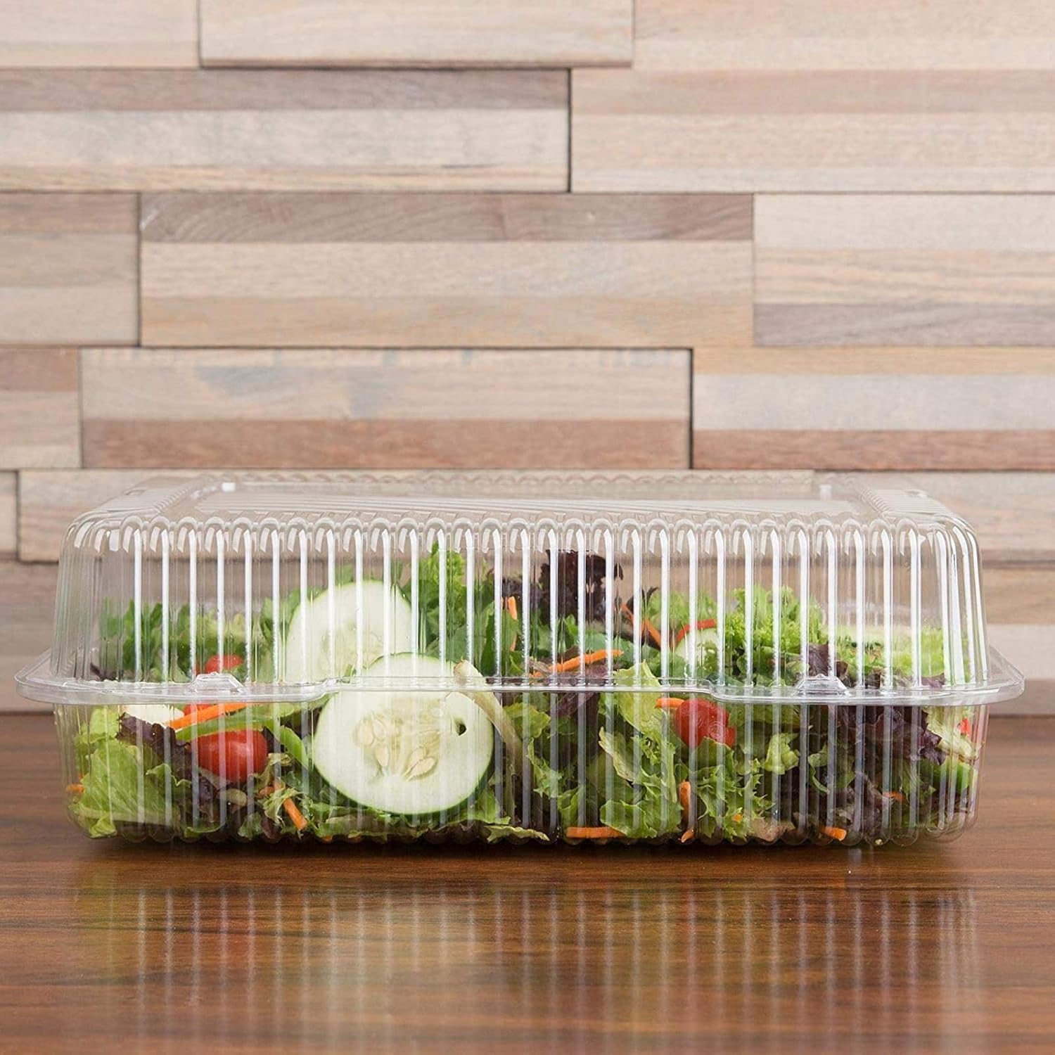 Caja desechable de plástico de 100 Piezas, Recipiente Transparente para Comida para Llevar con Tapas, recipientes para Comida para Llevar, Pasteles, Muffins, pastelería, Caja con bisagras pa