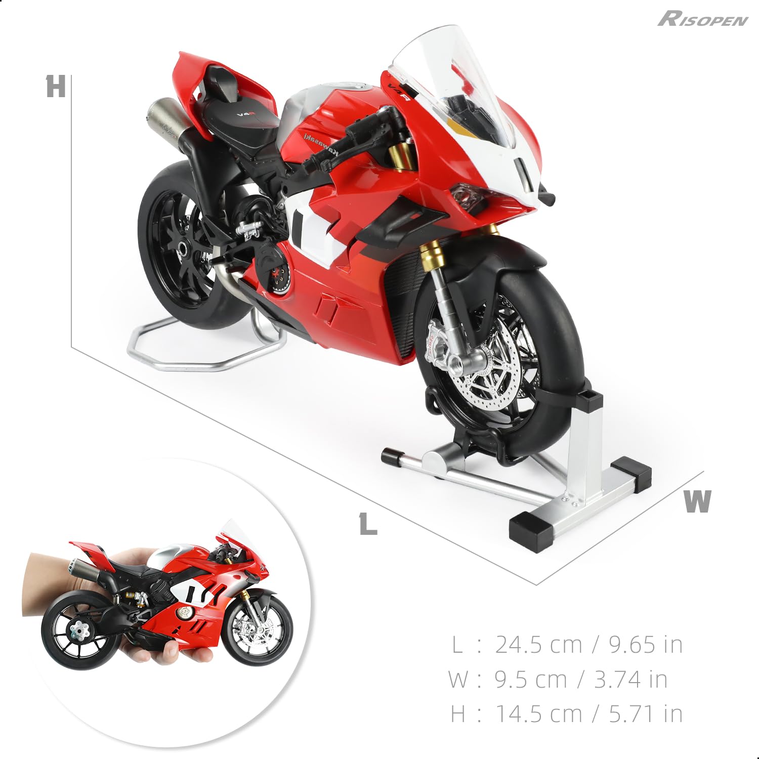 1:9 Moto in metallo pressofuso compatibile con Ducati Panigale V4 S