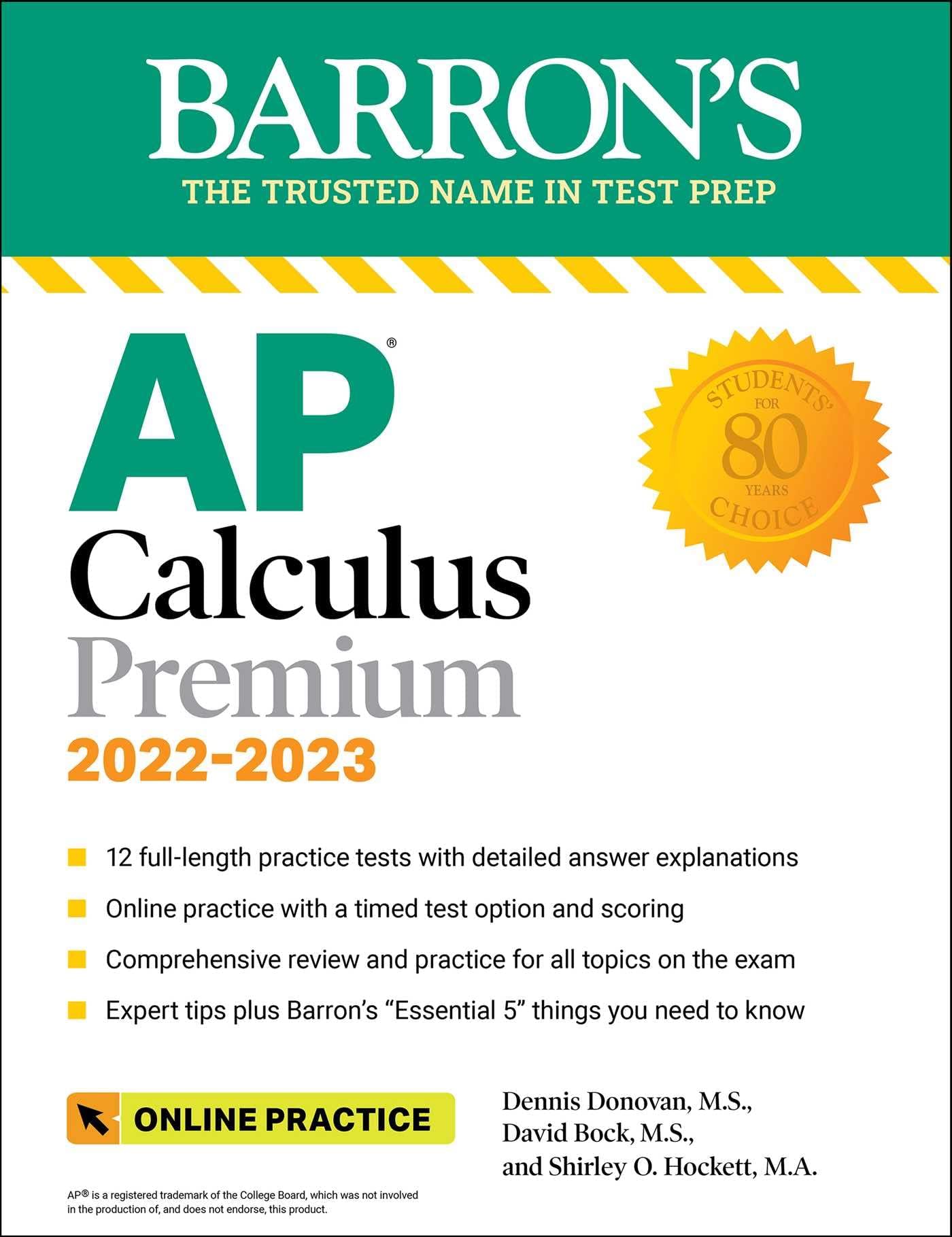 AP Calculus Premium, 2022-2023: 12 Practice Tests + Comprehensive Review + Online Practice: Premiun With 12 Practice Tests (Barron's AP)