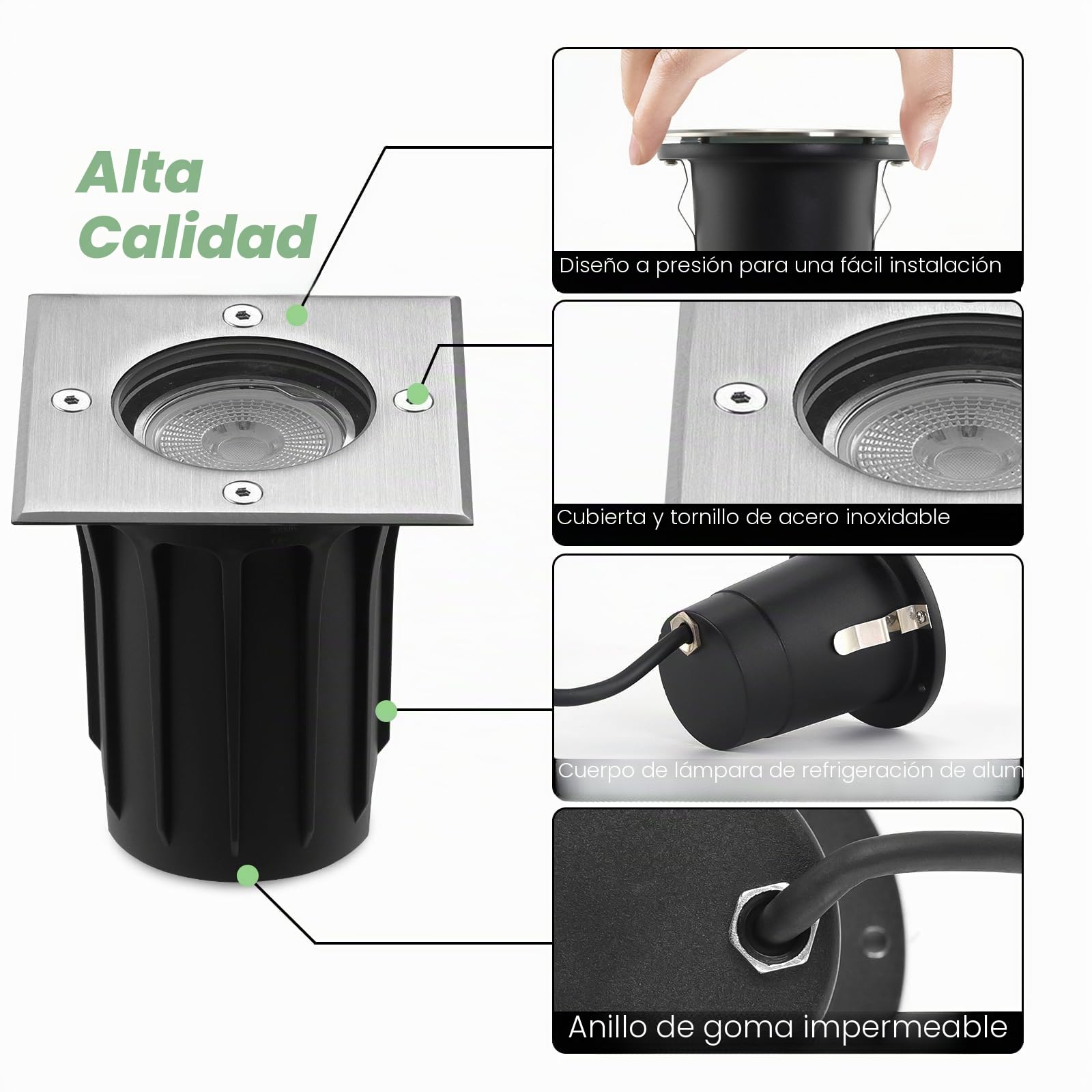 Foco empotrable para exterior (3 W, 230 V, 3000 K, color blanco cálido, para jardín, camino parque patio