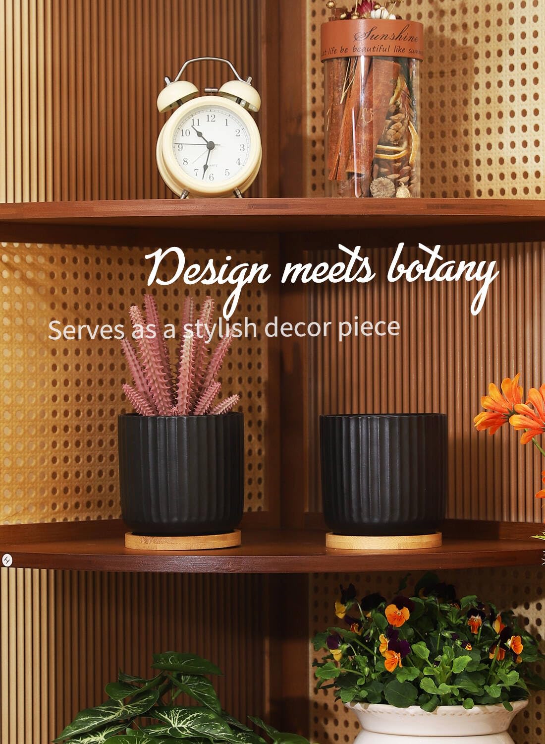 Lot de 4 petits pots de fleurs cylindriques en céramique de 10,2 cm avec trous de drainage, pots d'intérieur modernes avec soucoupe pour aloe, plantes succulentes, serpents, cactus et herbes,