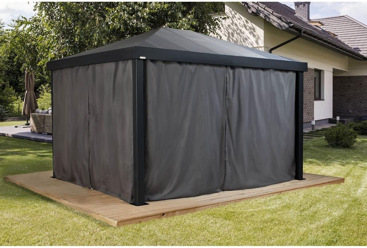 Sojag Accessories Set of 4 10' x 12' Polyester Outdoor Curtains for Monteserra Gazebo Sun Shelter, Black