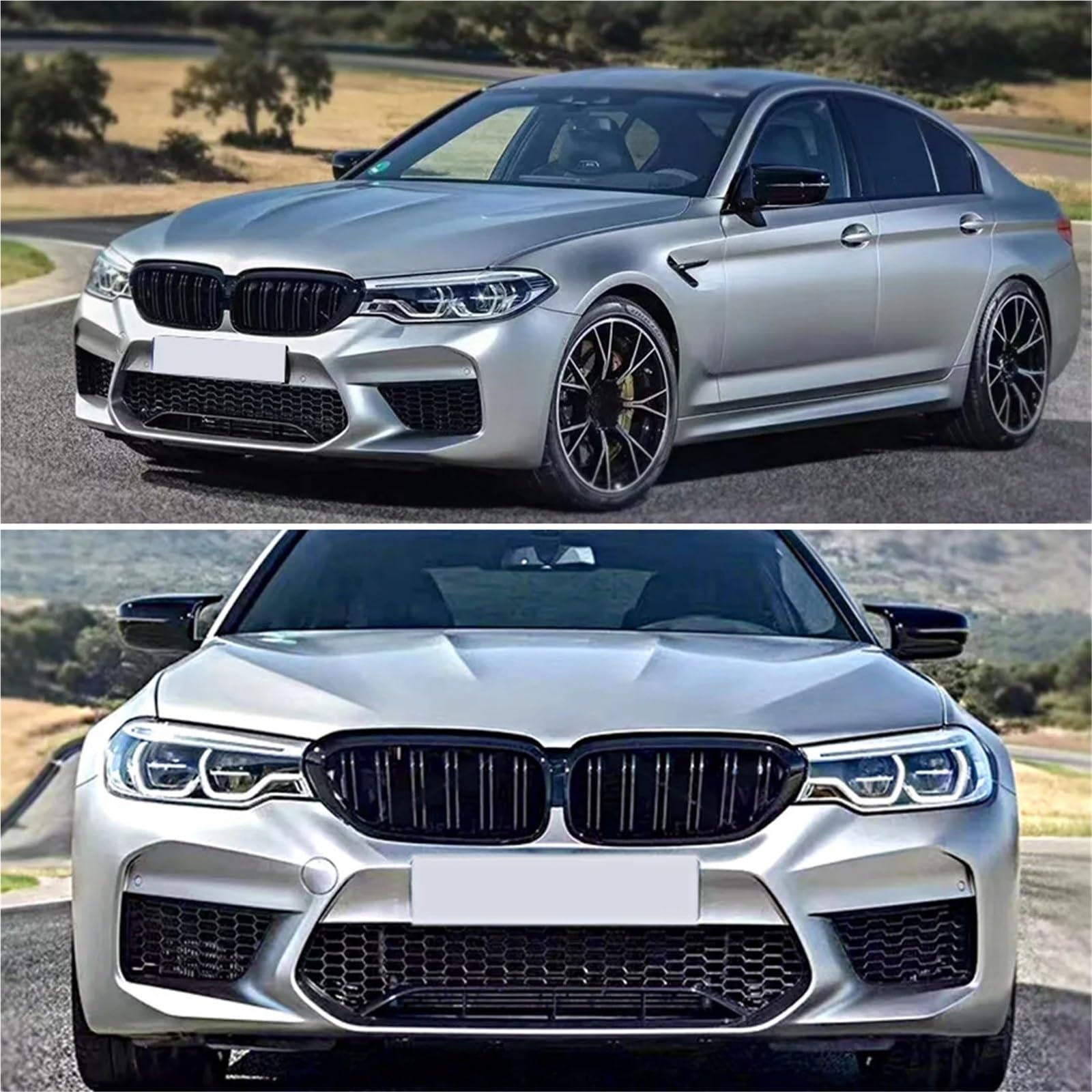 Przedni grill zderzaka pasuje do BMW serii 5 M5 G30 G31 520i 530i 540i ABS 2-Slat błyszczący czarny przedni grill nerkowy osłona chłodnicy