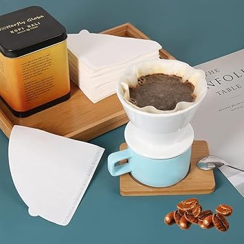 100 PCS Coffee Filter Papers, Disposable Unbleached Coffee Filters Papers Compatible with Size 02 Cone Filter Paper for Coffee Dripper Pour Over Coffer Makers (1-4 Cups), White