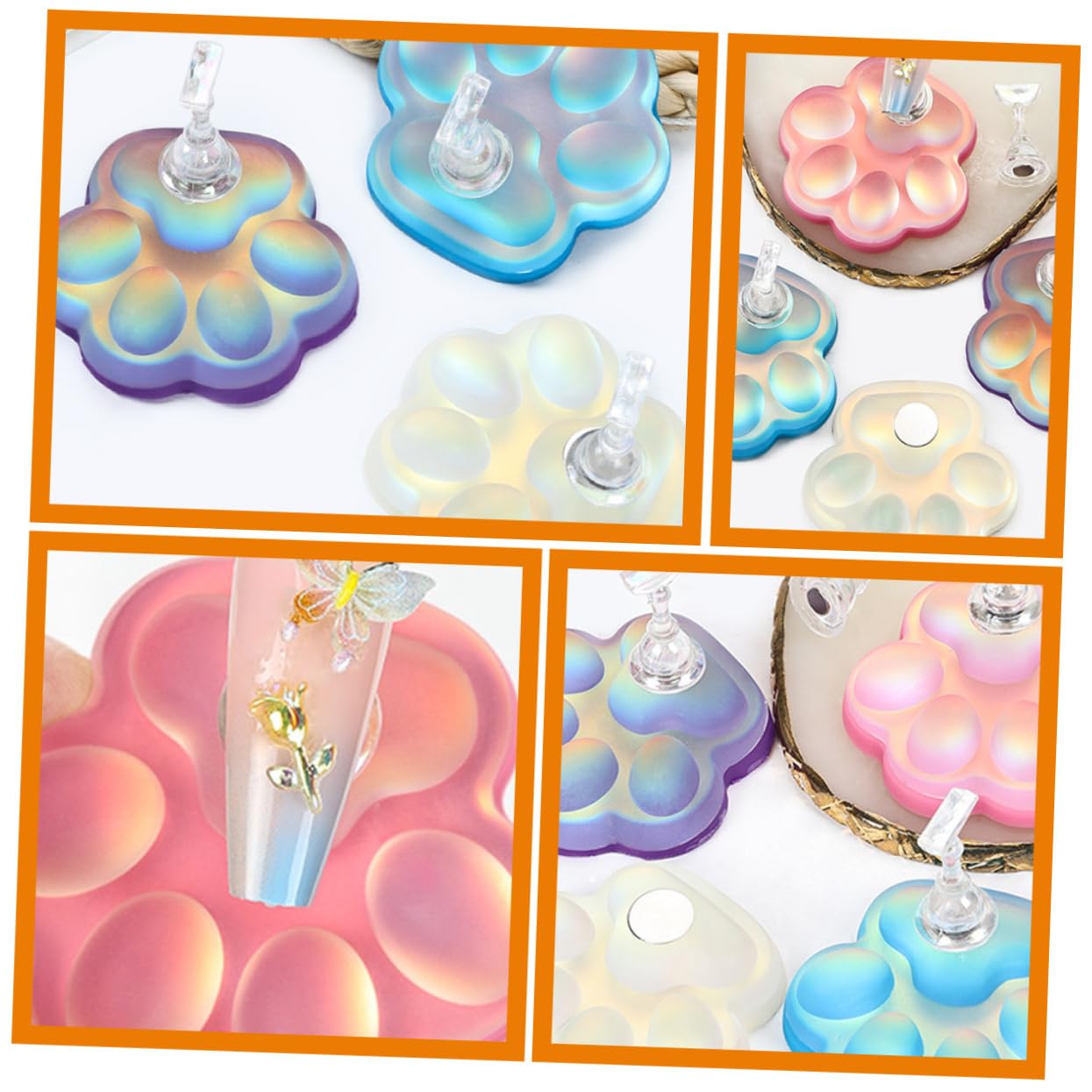 Cat Paw Nail Display Stand Resin Magnet for Press on Nails Halloween image 4
