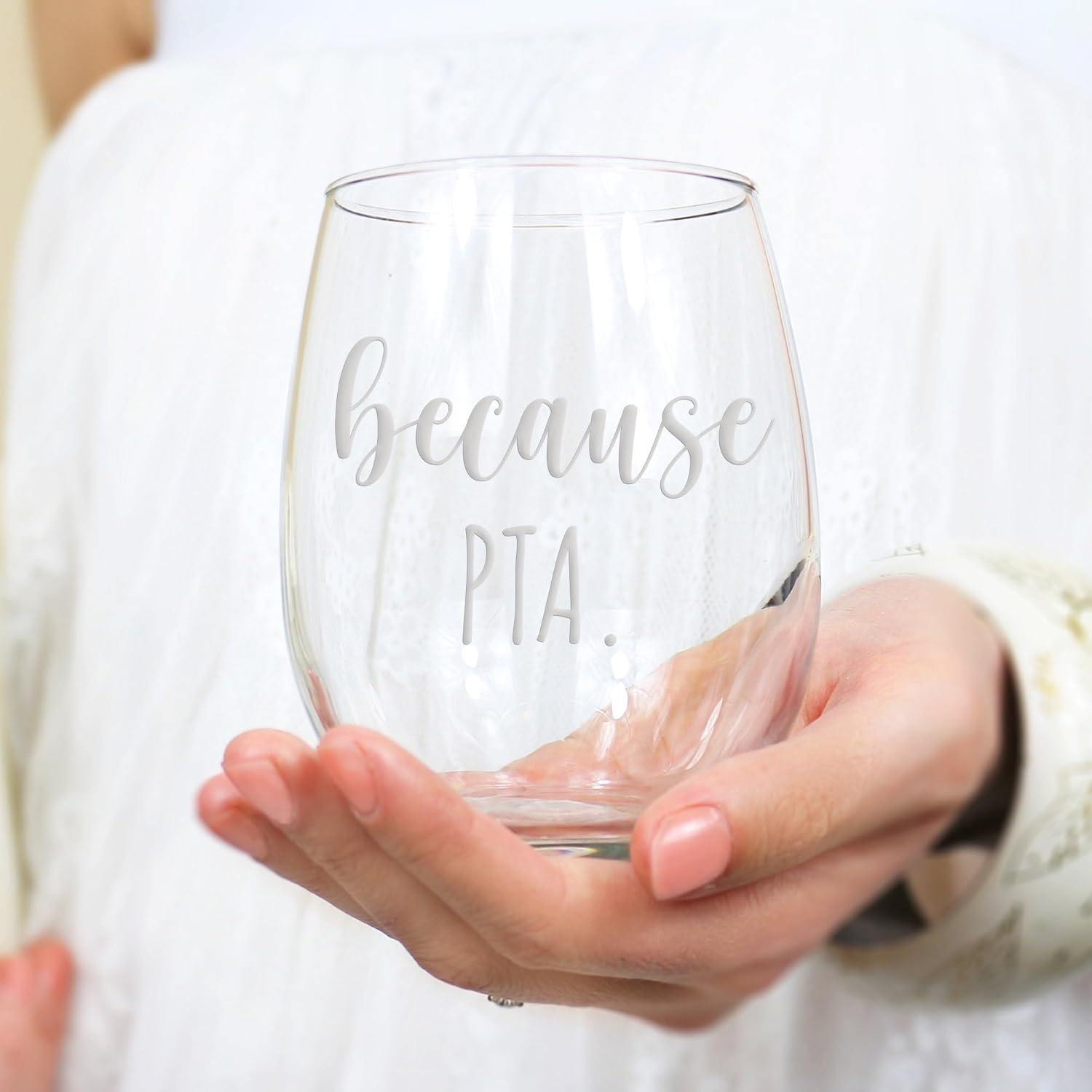 Because PTA Stemless Wine Glass - Funny PTA Mom Gift, PTA President Gift, Pta Gifts - 2 Glasses
