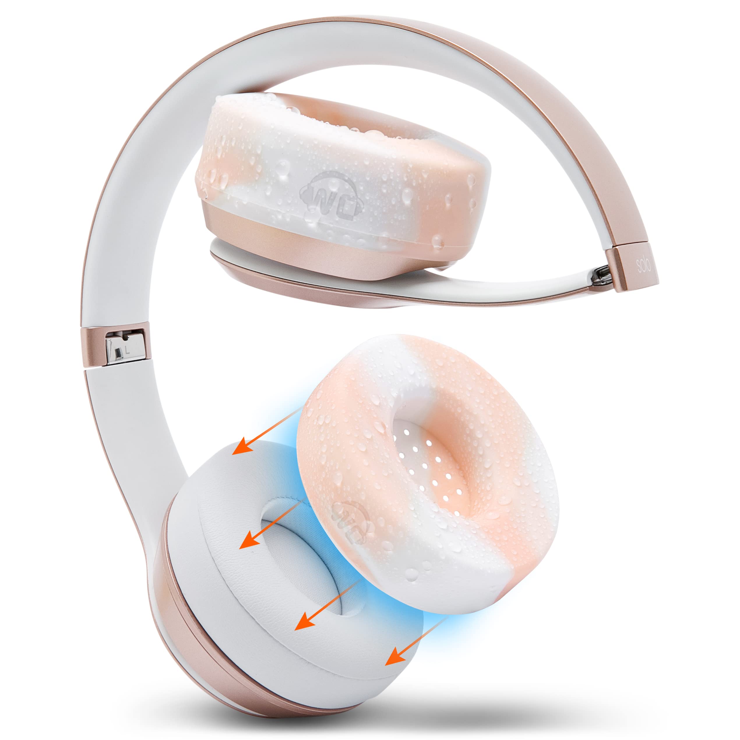WC SweatZ Solo - Patented Earpad Sweat Covers for Beats Solo 4 & 3, Made by Wicked Cushions | Sweatproof & Machine Washable | Pink Marble