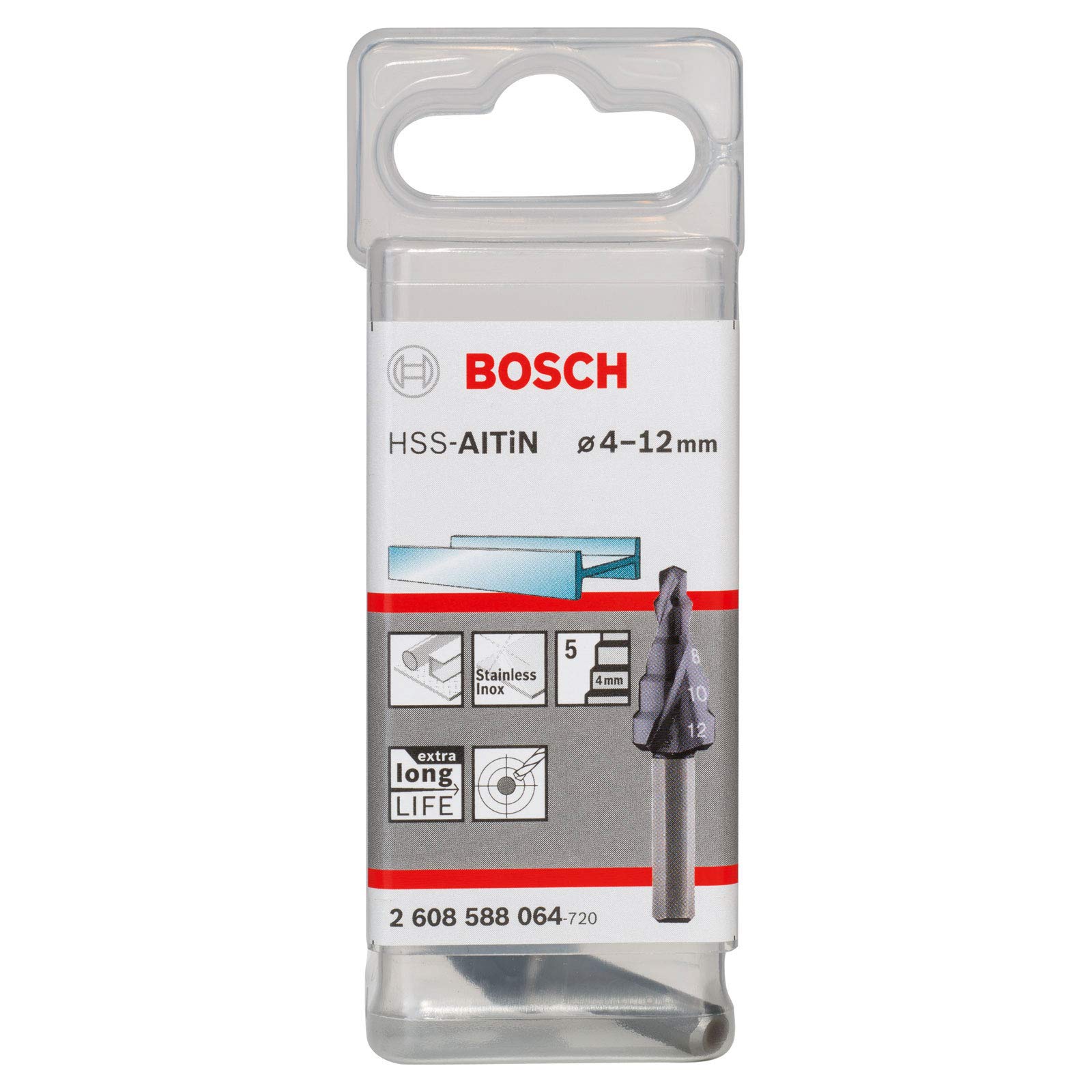 Bosch Accessories 2608588071 Fraise étagée queue 3 pans pour presse-étoupes Longueur 125,5 mm Exécution HSS-AlTIN