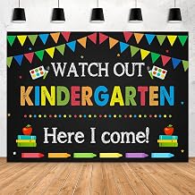 Kindergarten Graduation Back to School Backdrop 7x5ft Watch Out Here I Come First Day of School Preschool Kids Classroom Party Decoration Supplies Banner Photo Booth Studio Prop
