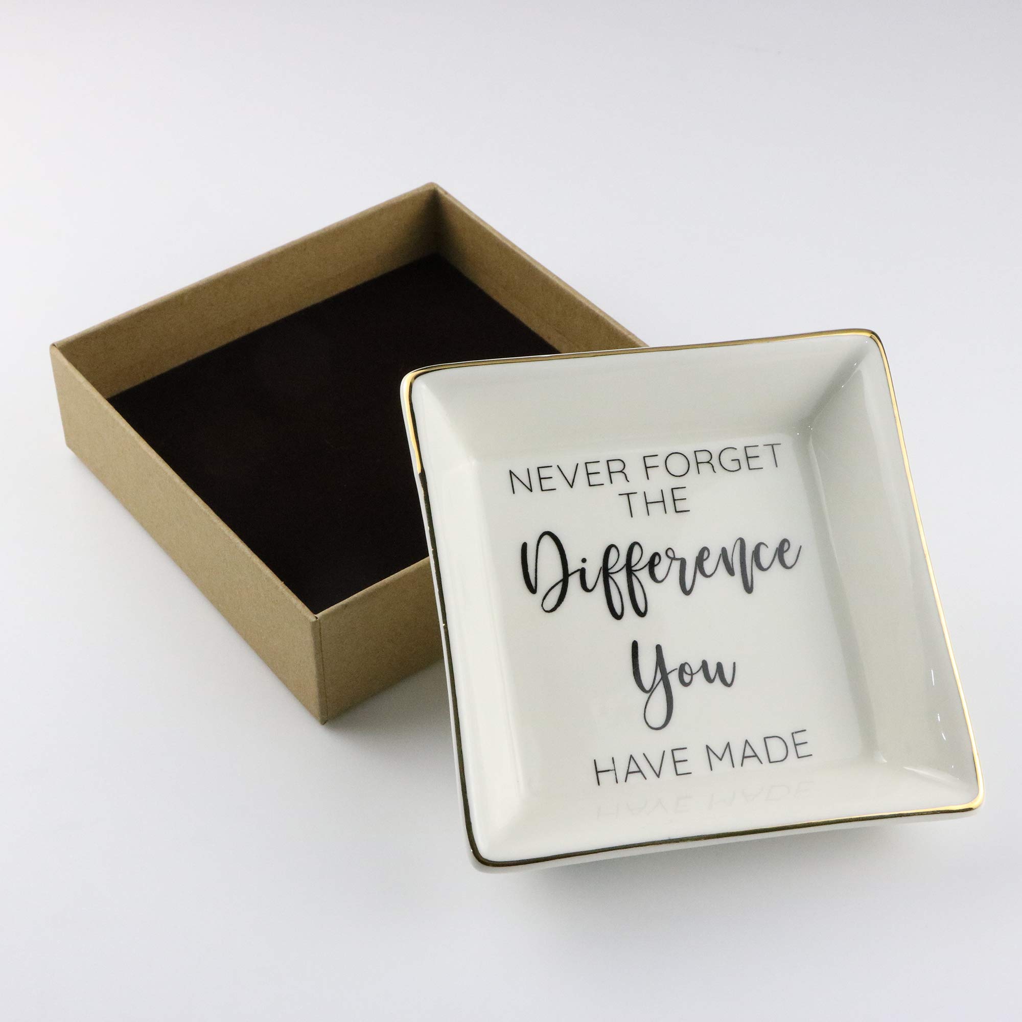 Thank You Gifts, Coworker Gifts for Women, Ceramic Dish Keepsake Farewell Going Away Goodbye Appreciation Retirement Gifts for Women Coworker Boss Friend Never Forget The Difference That You Make