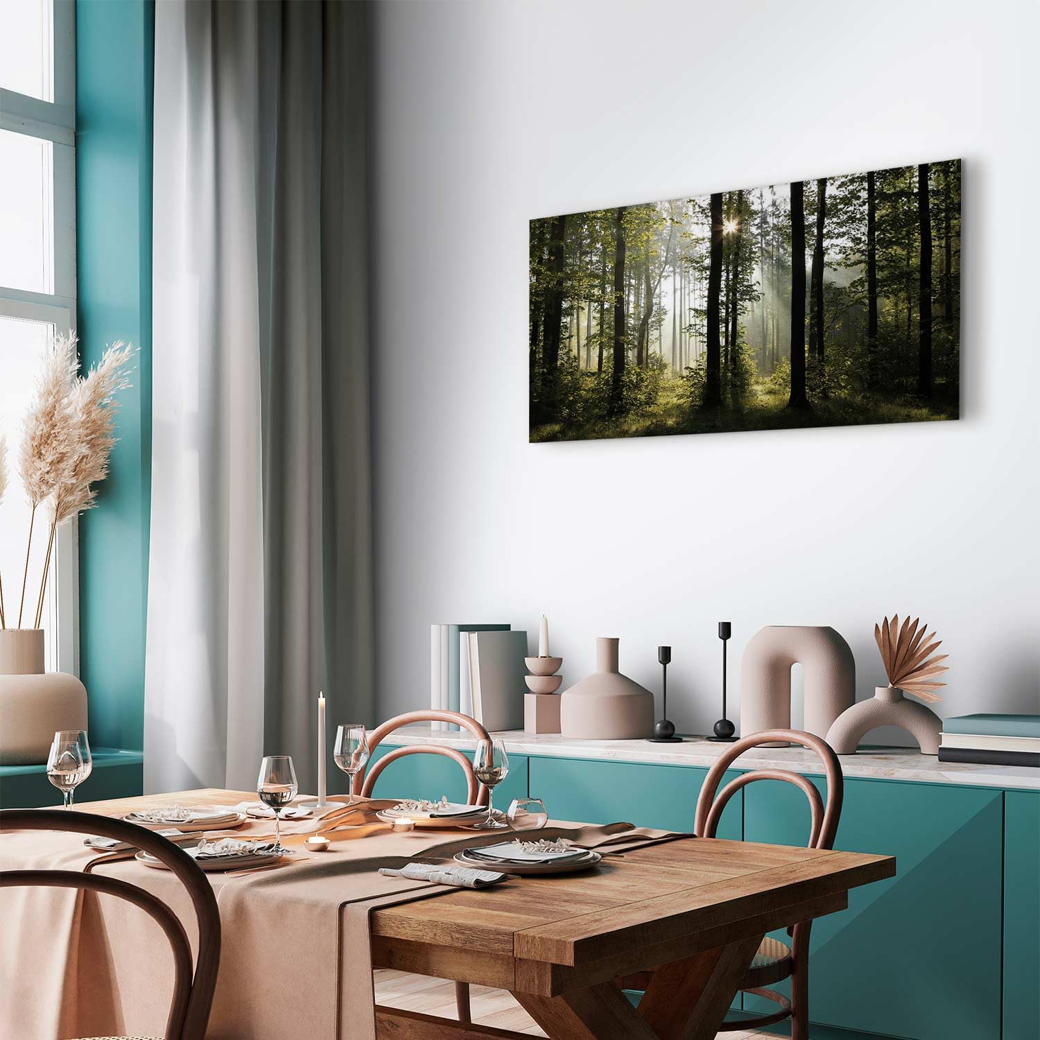 murando - Leinwandbild Wald schwarzer Holzrahmen, 140x70 cm, Schlafzimmer | Hochwertige Leinwand, sofort aufhängbar, ideal fürs Wohn- oder Schlafzimmer, wasserfest und lichtecht, langlebig, stilvoll