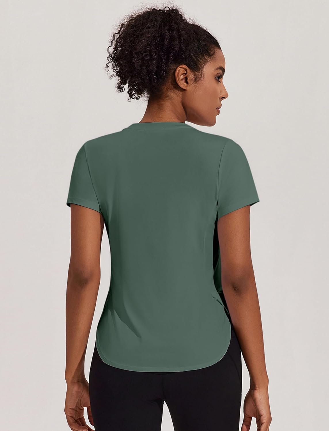 PINSPARK Womens Athletic Tops Loose Fit Tennis Tshirts UPF 50+ Running Shirt Side Slits Gym Shirts for Women Army Green XL - Image 4