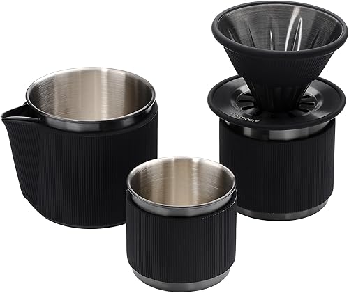 Normcore Juego de cafetera portátil para verter sobre el viaje, gotero de café de viaje de una sola taza, uso V60 y máquina de café de papel de