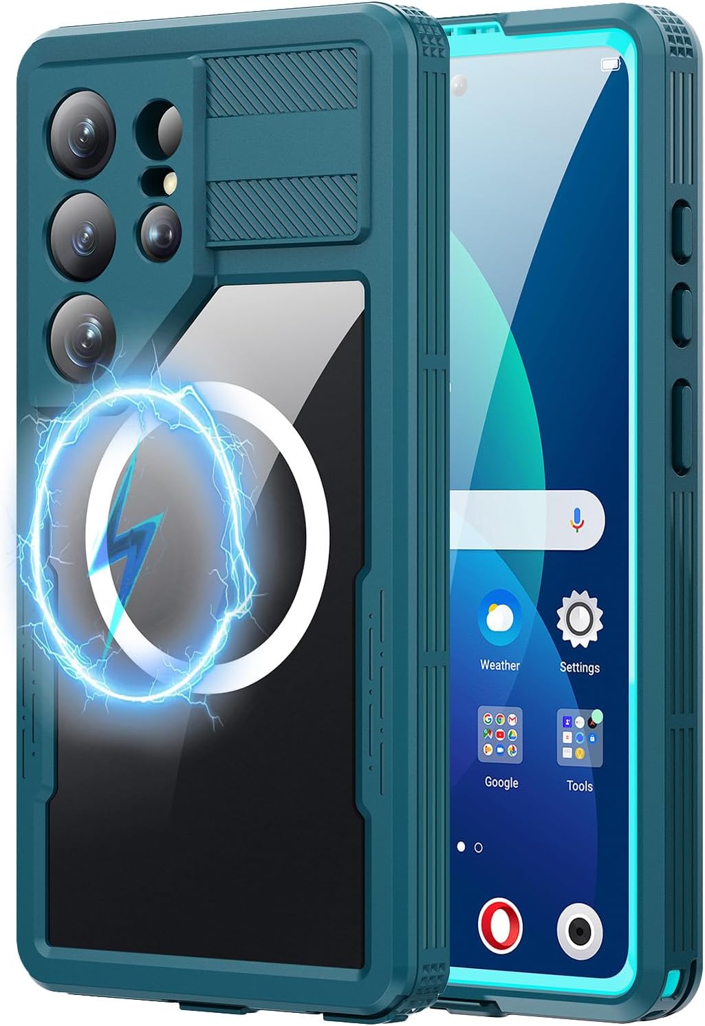 NINKI Magnetic for Samsung Galaxy S26 Ultra Case Waterproof with Screen Protector & Strap,IP68 Transparent Magnet Phone Cover for Samsung S26 Ultra Case Waterproof Magnetic - Clear Blue