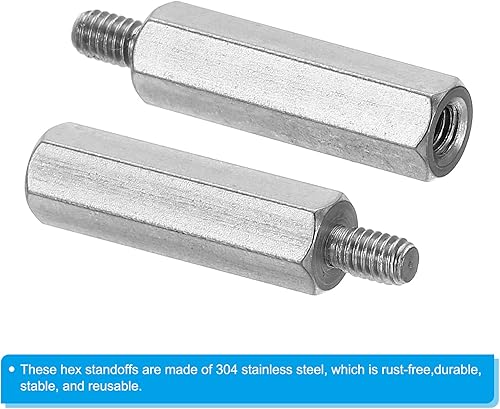 Miniatura 8 de PATIKIL M3x6mm+0.157 in - Separador hexagonal macho-hembra, paquete de 20 tornillos de separación de PCB de acero inoxidable para placas base, cajas