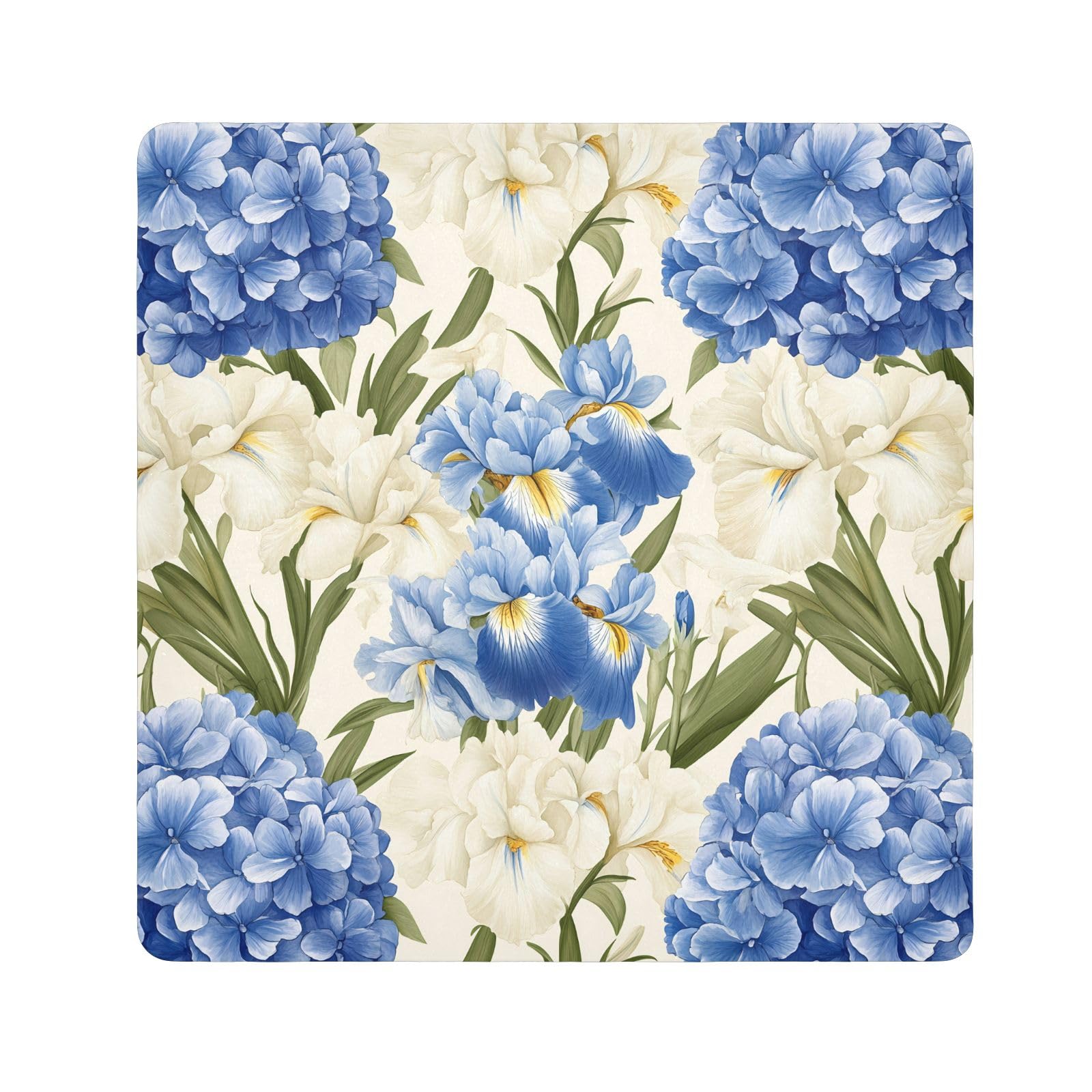 ODAWA Magic Wrapper Cloth 17.7 In, Blue Hydrangea White Iris Flowers Self-adhesive Cloth Protective Camera Wrapper, Easy-Storage Magic Cloths for Camera Tablet Laptop