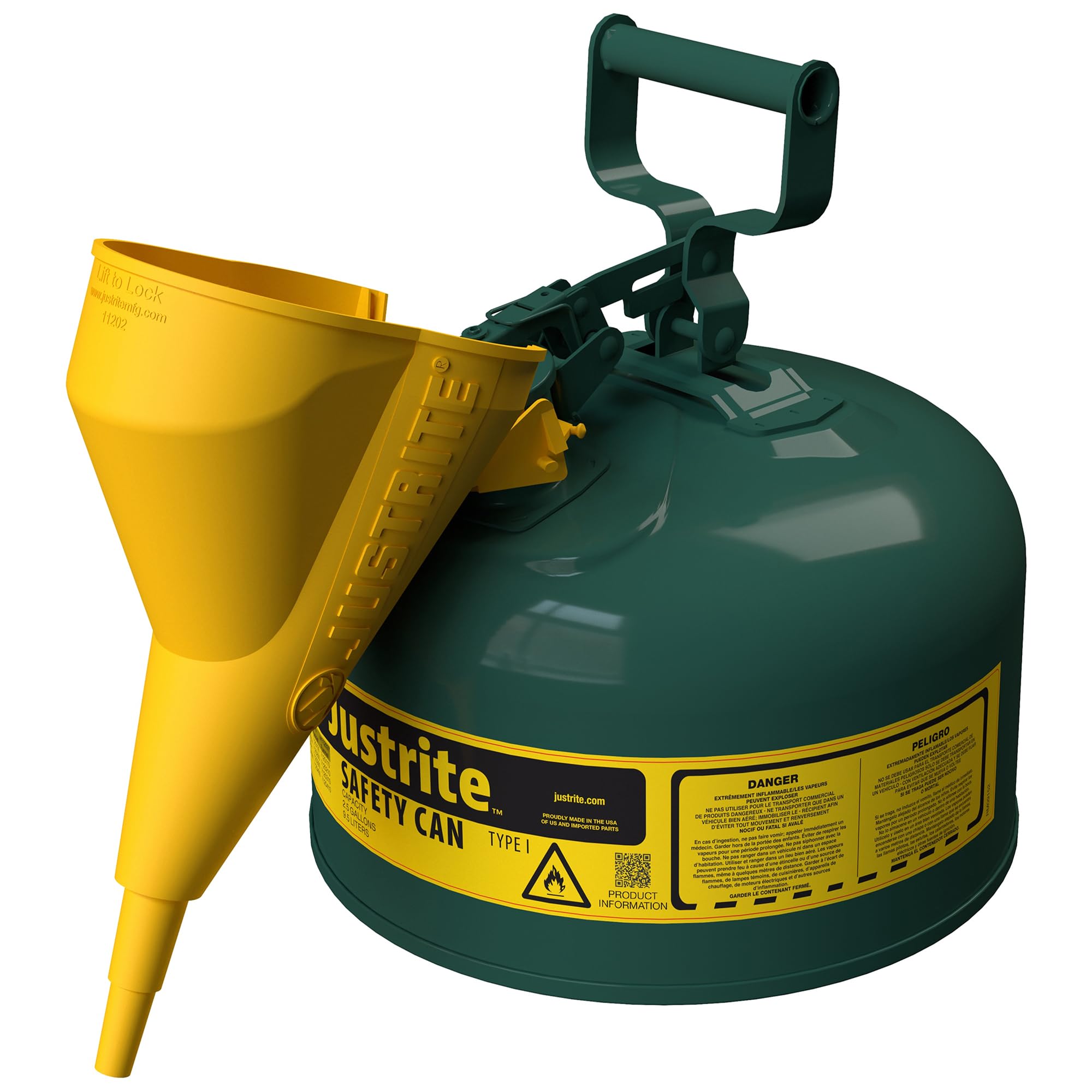 Justrite Type I Gasoline Safety Can, Red Galvanized Steel, Made in the USA — Amazon image 22