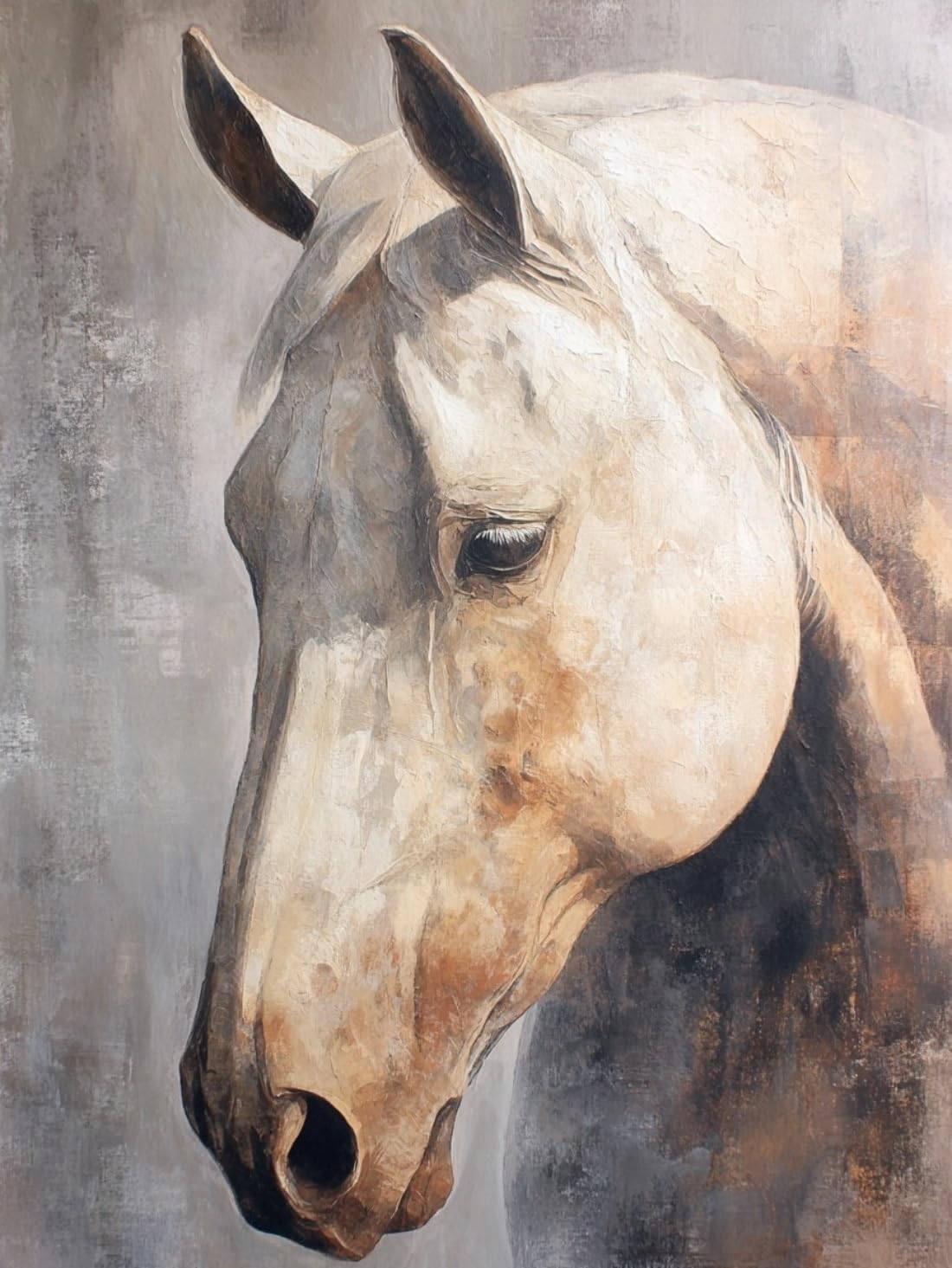 WANGWANGMIAO Paint by Numbers for Adults,40x50 cm White Horse Acrylic Oil Painting by Numbers for Beginner Paints Kit with 3 Brushes Paint by Numbers Canvas Kits for Gift，with Frame