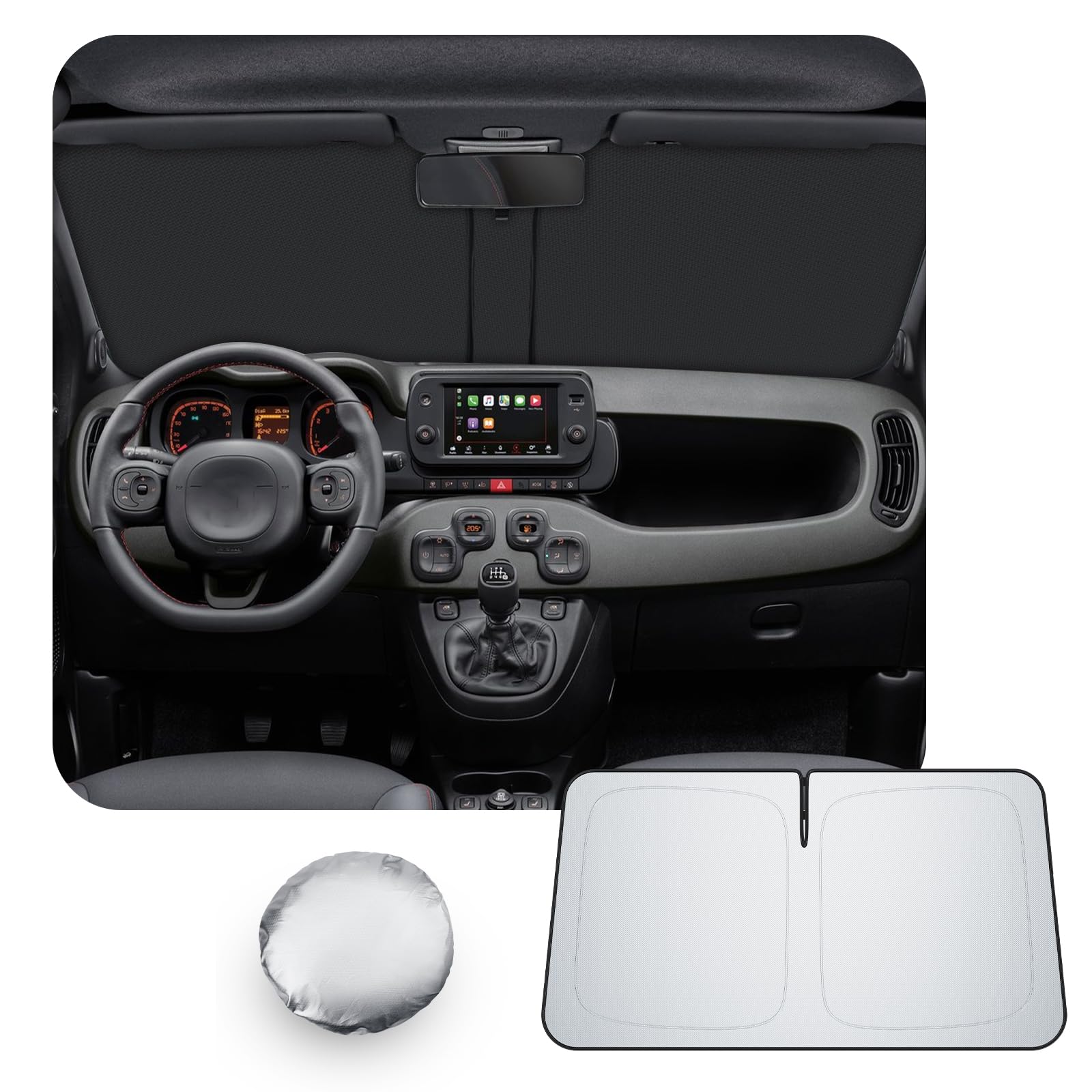[Aggiornamento] CDEFG Compatibile con FIAT Panda 2013-2023 Parasole Coperture Parabrezza Ombrellone Anteriore Parabrezza Parabrezza Auto Parasole Accessori