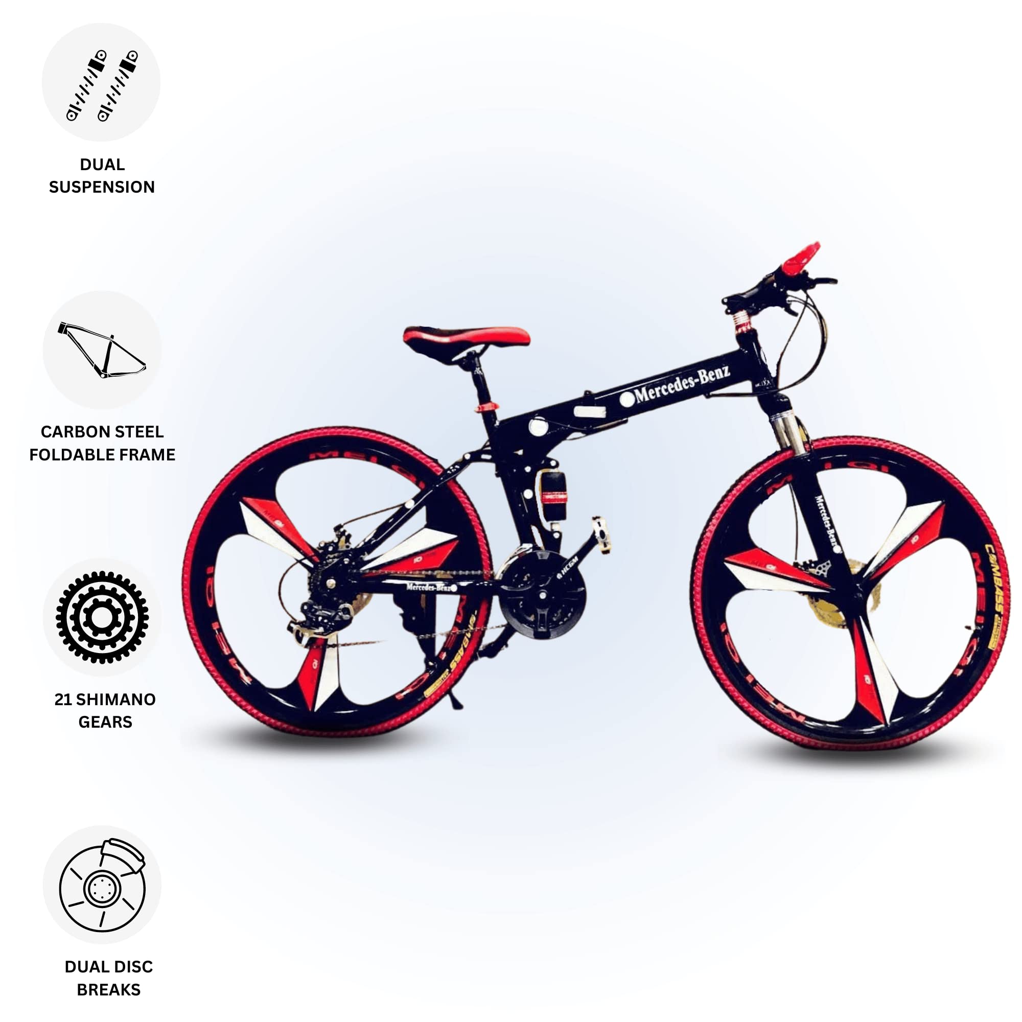 Buy QUESEC Latest X6 Series Foldable/Folding mac Wheel 3 Spoke New MTB  Bicycle/Bike with 21 Speed Gear for Men Cycle Under 15000 - Ideal for 12 +  Years - Black Online at