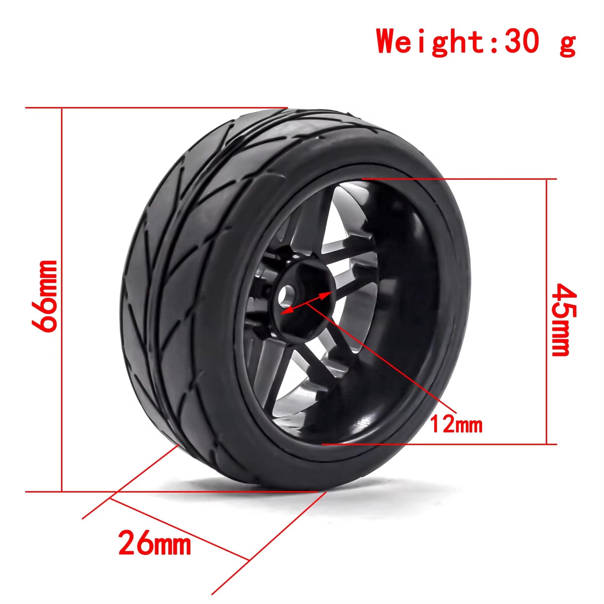 Ruedas Y Neumáticos Compatible con HSP para Tamiya para TT02 para Sakura para Kyosho 4pcs Plástico Duro 1/10 RC On-Road Ruedas Y Neumáticos Sólidos 12mm Hex RC Drift Rally Car