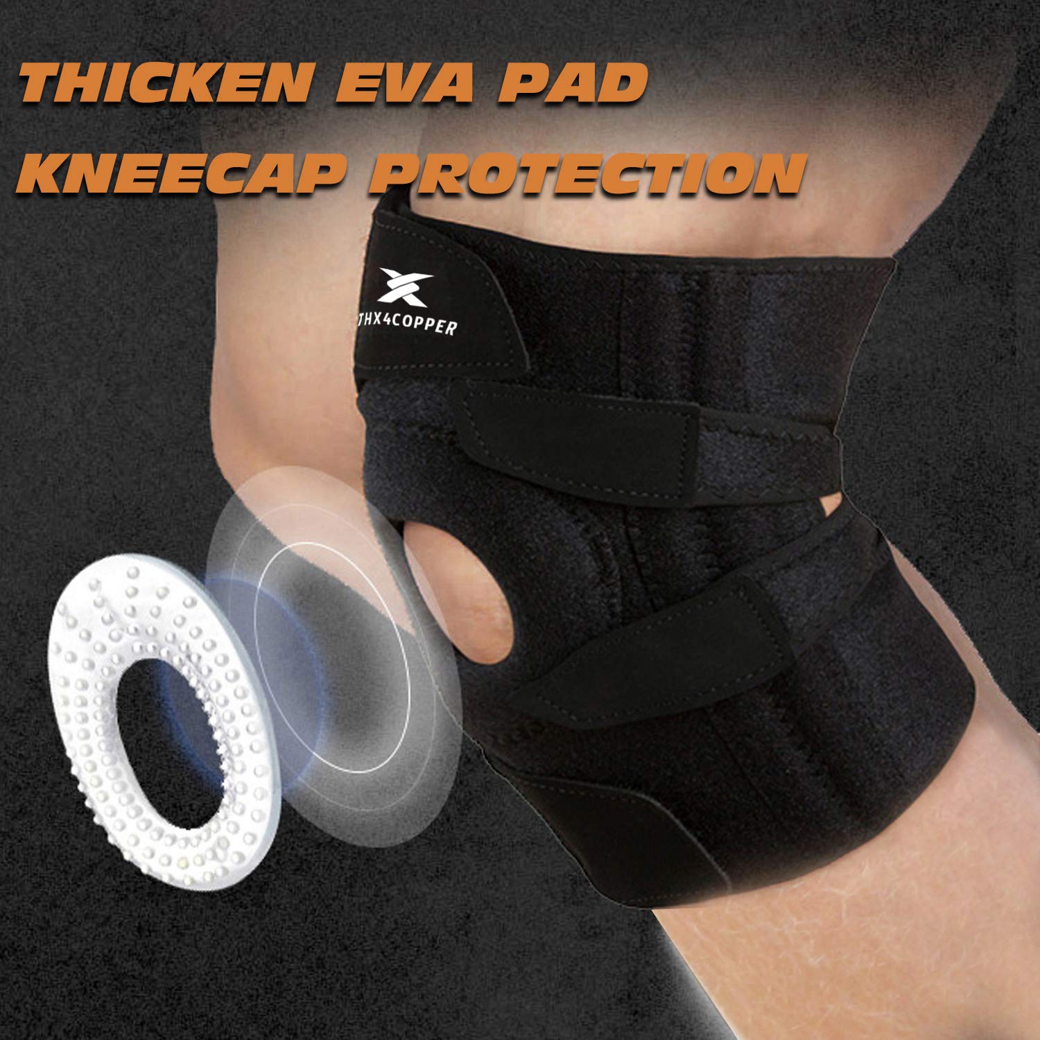 Thx4COPPER Knee Brace Support,Open Patella Side Stabilizers for