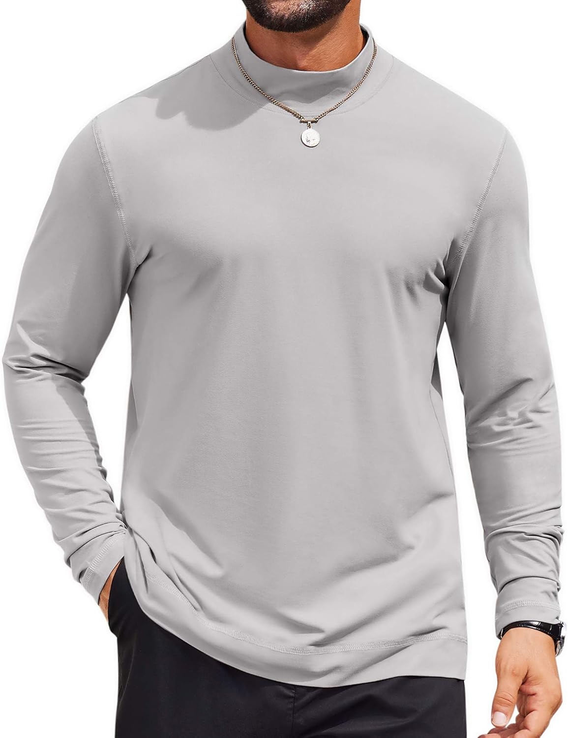 COOFANDY Mens Mock Turtleneck Long Sleeve Shirts Casual Basic T-Shirt Lightweight Mockneck Pullover Sweater for Men