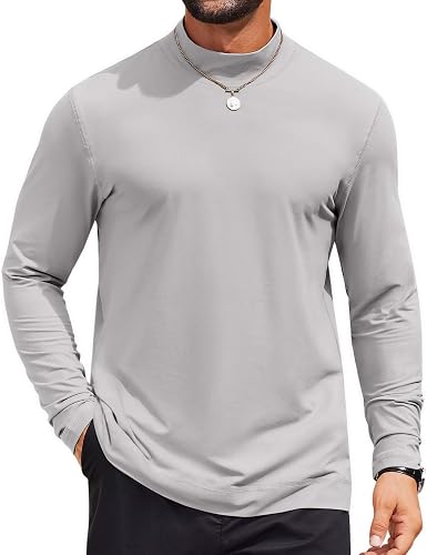 COOFANDY Mens Mockneck Long Sleeve Golf Shirt Lightweight Sl