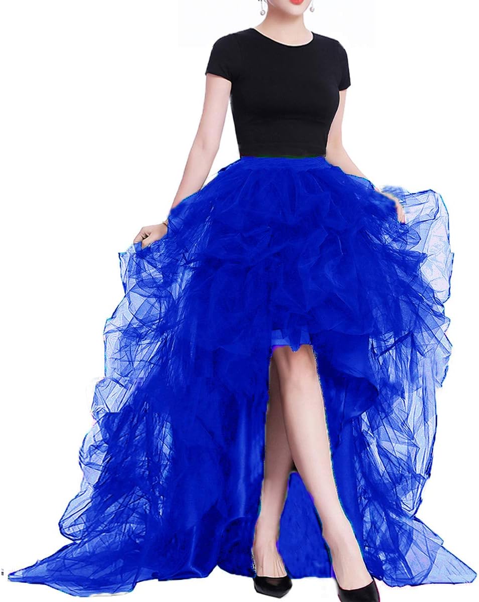 Lisong Women High Waist High Low Layered Tulle Floor Length Spectial Occasion Skirt