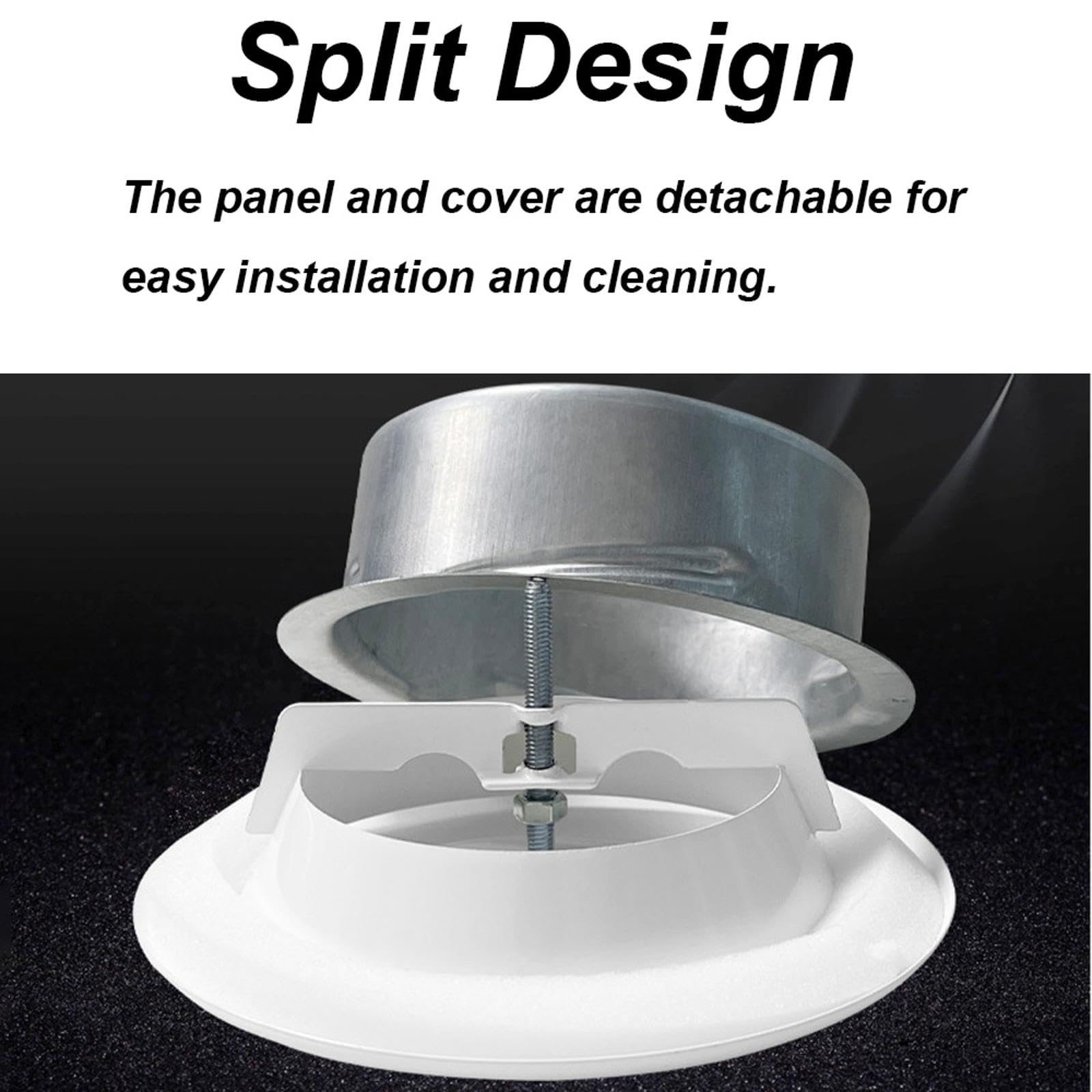 Adjustable Air Vent Cover, 100mm - 4 Inch Round Ceiling Vent Cover White Metal Ventilation Grille for Bathroom Kitchen Toilet Caravan - Image 4