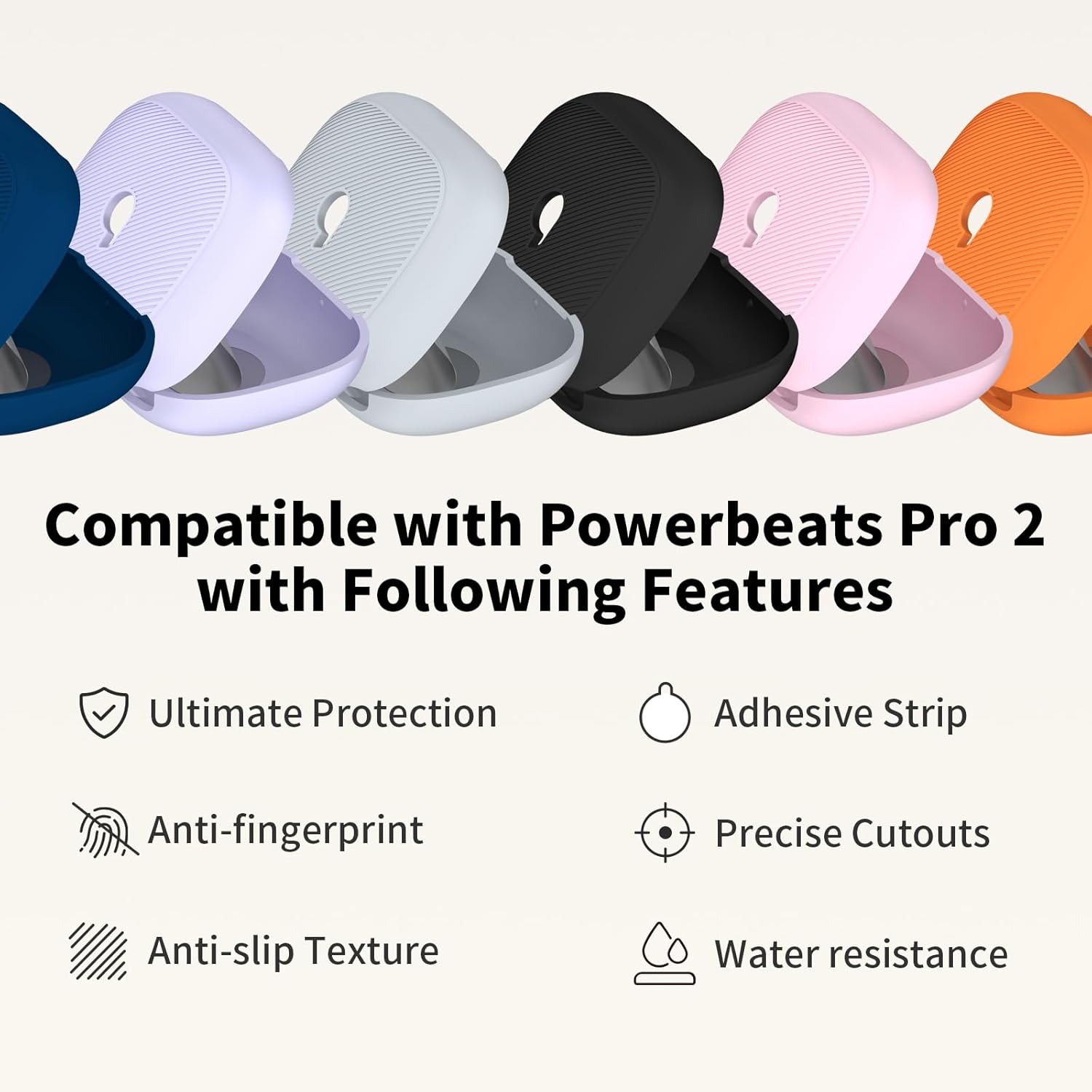 for Beats Powerbeats Pro 2 Case, Soft Silicone Shockproof Protective Case Cover for Beats Powerbeats Pro 2 Accessories with Cleaning Kit & Keychain (Grey) - Image 2